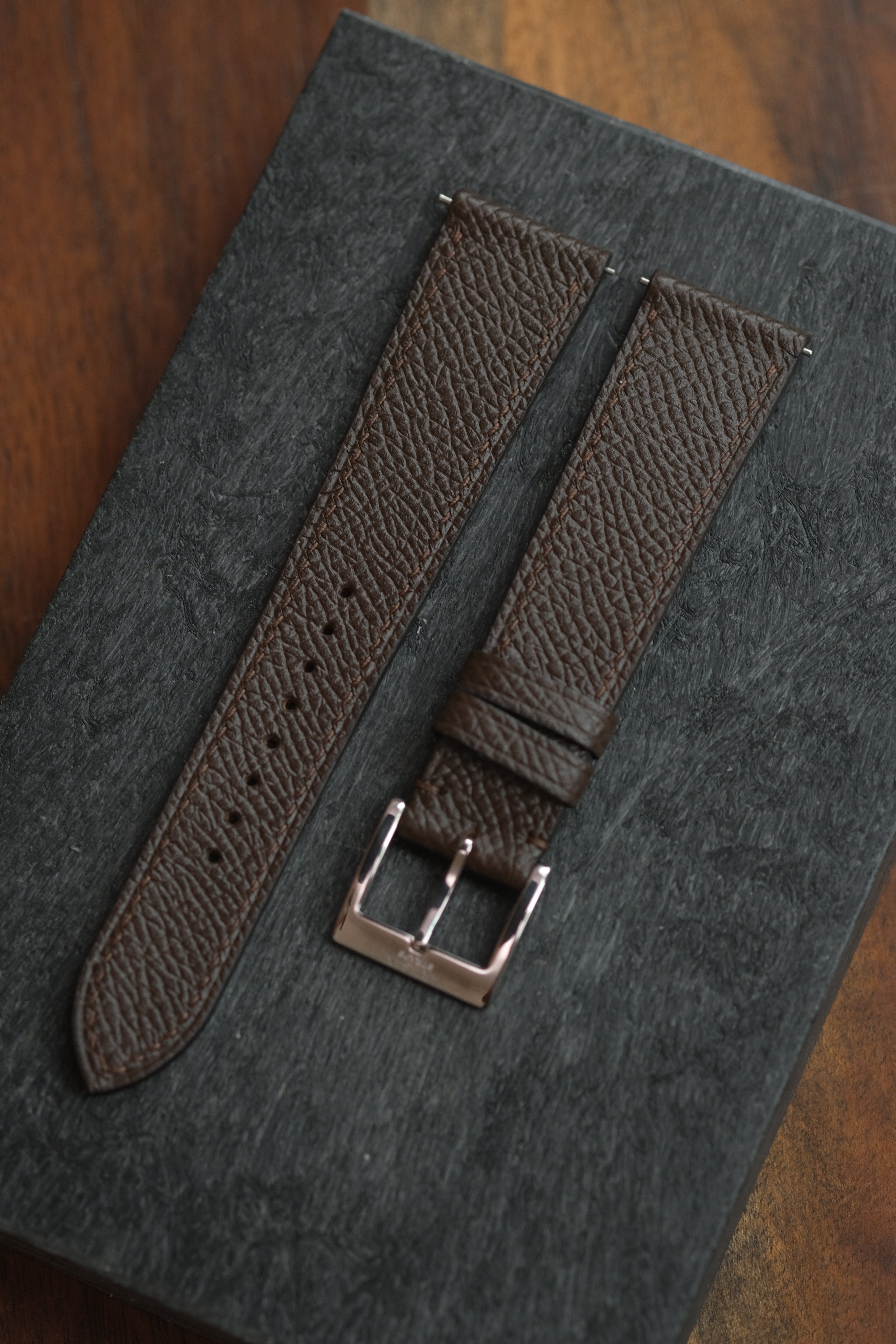Dark Brown Epsom Leather Strap - Artisan Straps
