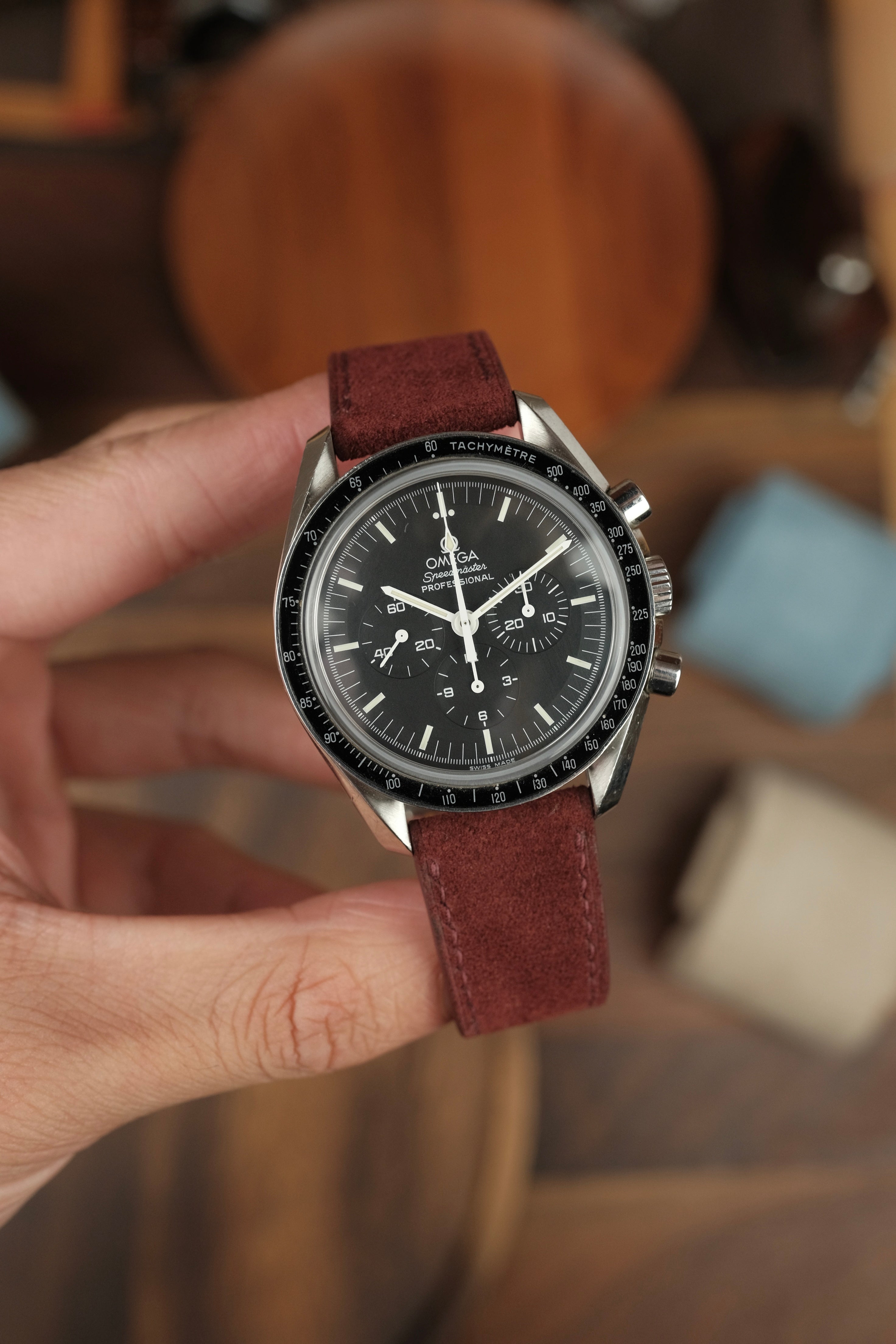 Burgundy Suede Leather Strap - Artisan Straps