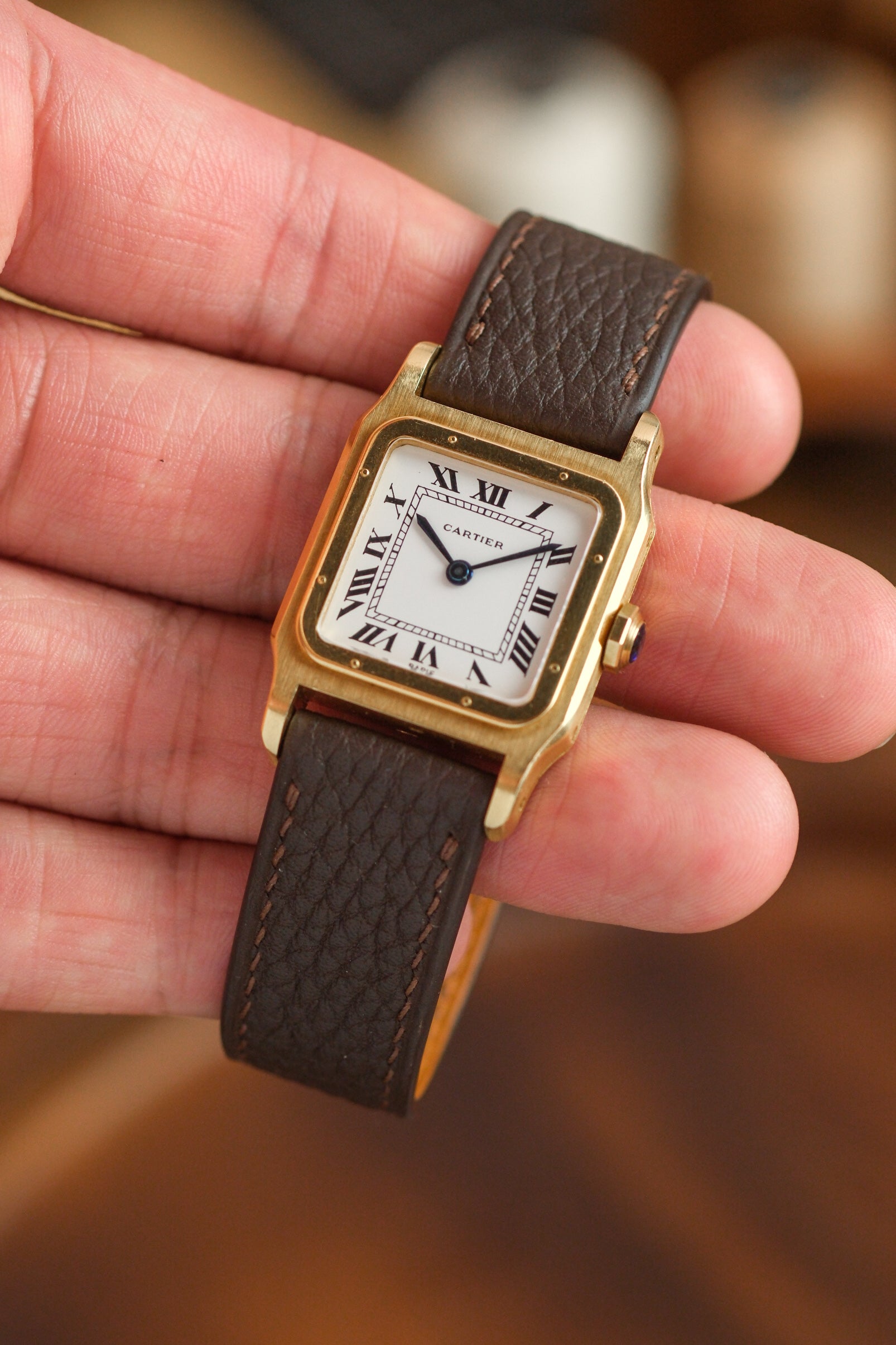 Dark Brown Shrunken Calf Leather Strap