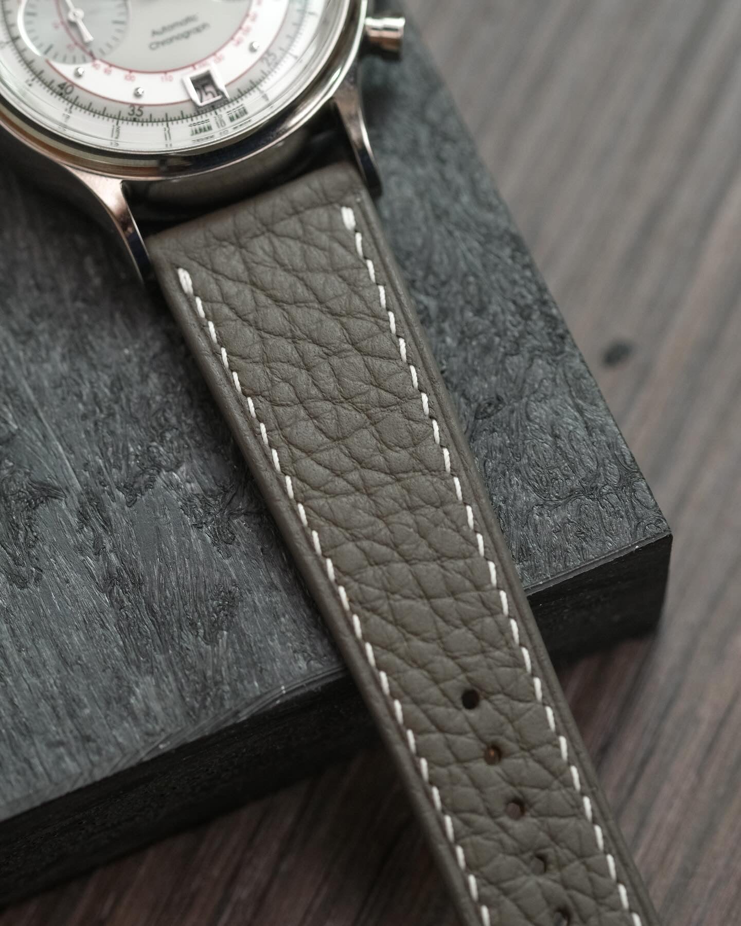 Grey Shrunken Calf Leather Strap - Artisan Straps