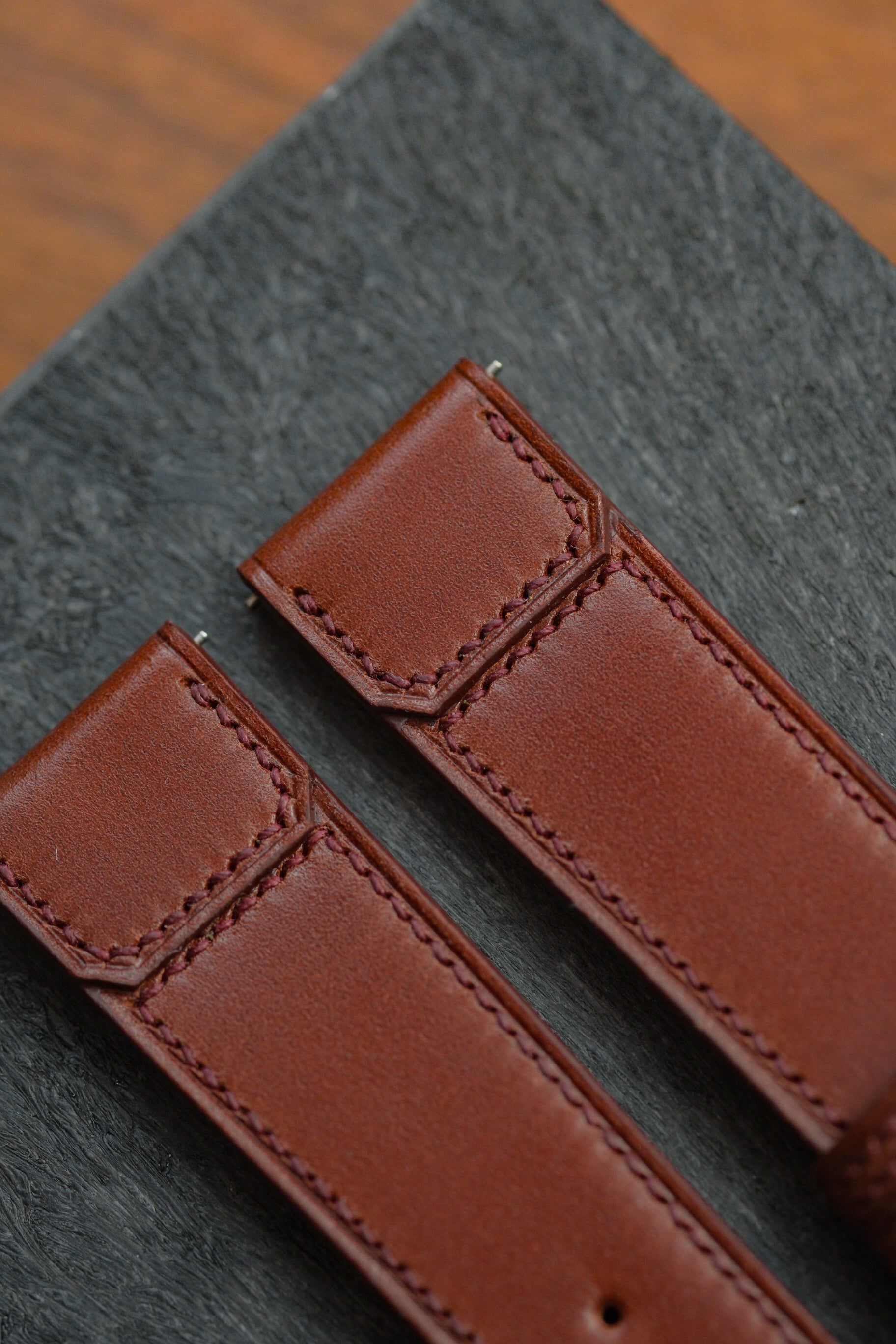 Garnet Red Shell Cordovan Folded Flap Strap