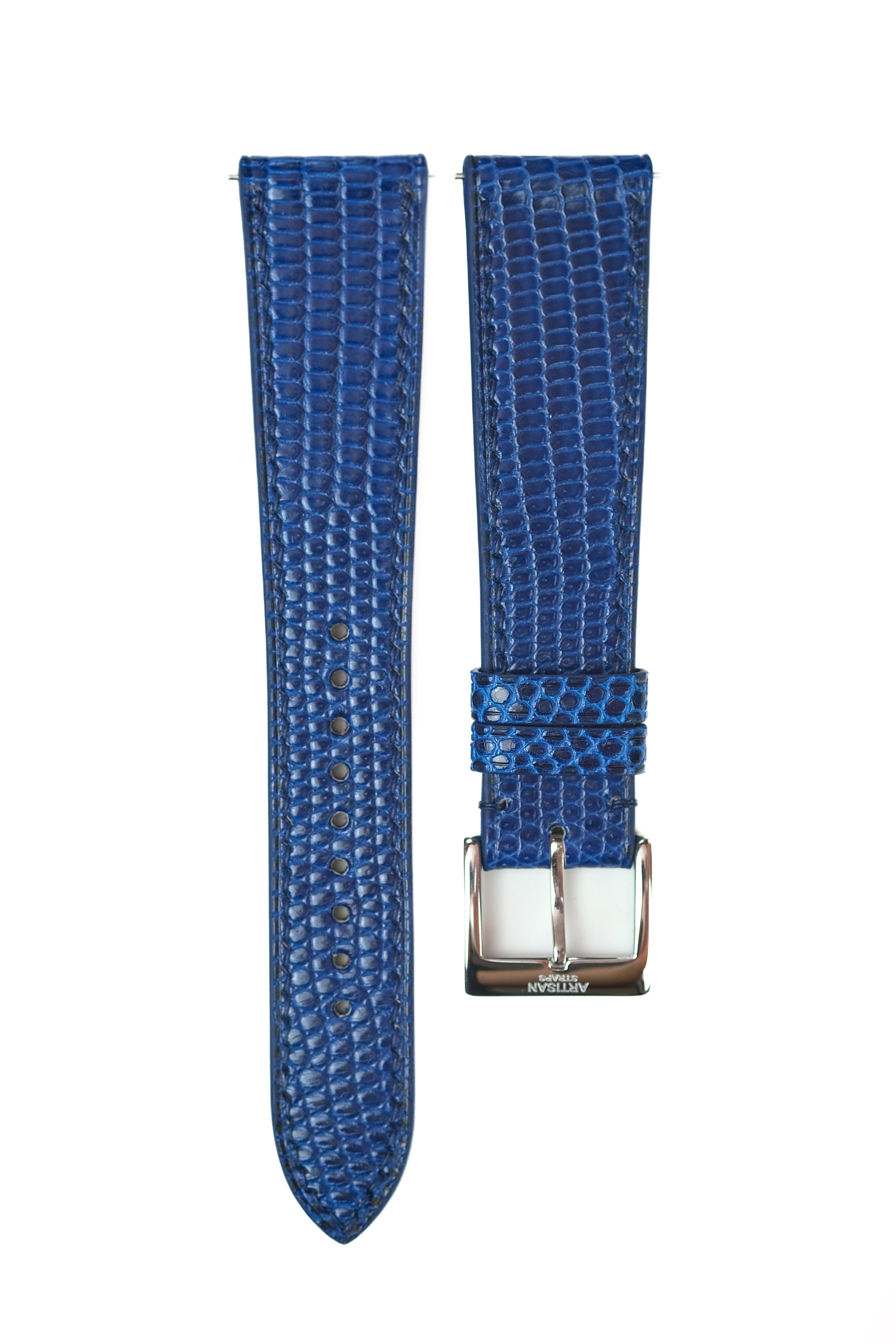 Correa de piel de lagarto azul marino 