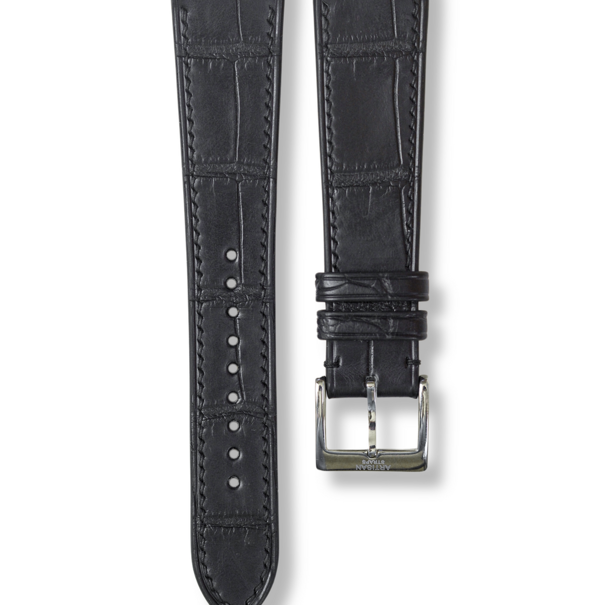 19mm Genuine Alligator Leather Band Strap For TAG Heuer Watches (Calibre 7, WAR211A) - Black