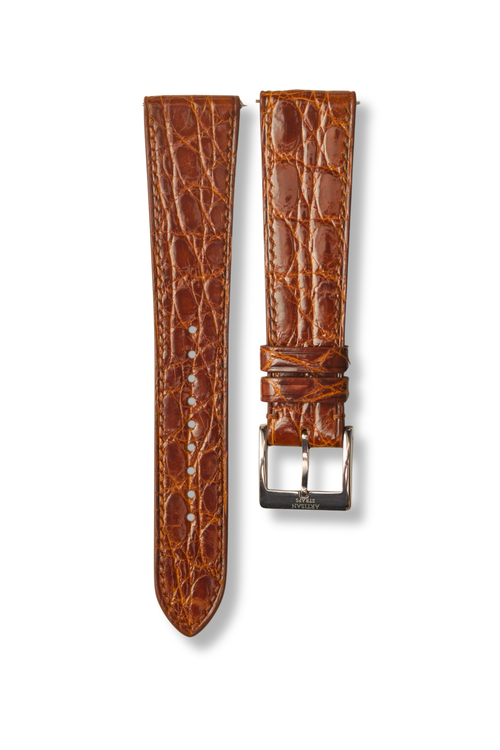 Chestnut Glazed Alligator Flank Leather Strap