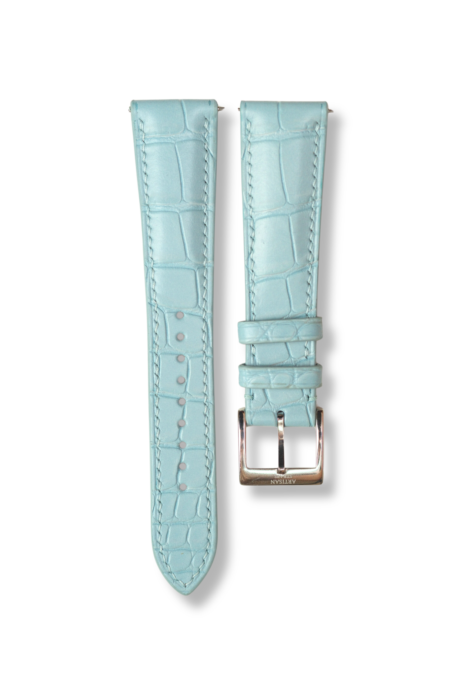 Light Blue Alligator (Padded) Leather Strap (Made-to-Order) - Artisan Straps
