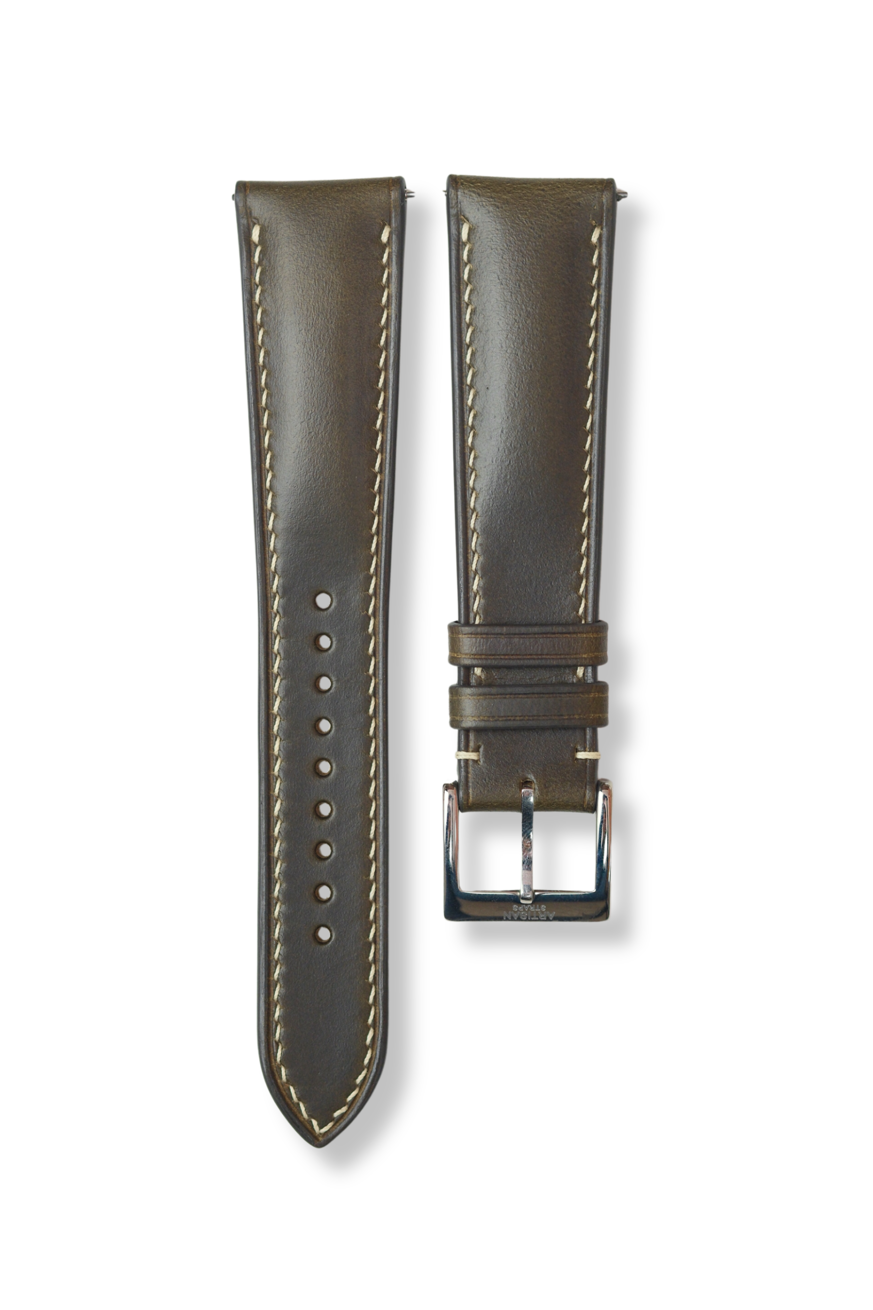 Correa de cuero Horween Chromexcel (acolchada) de color marrón oscuro