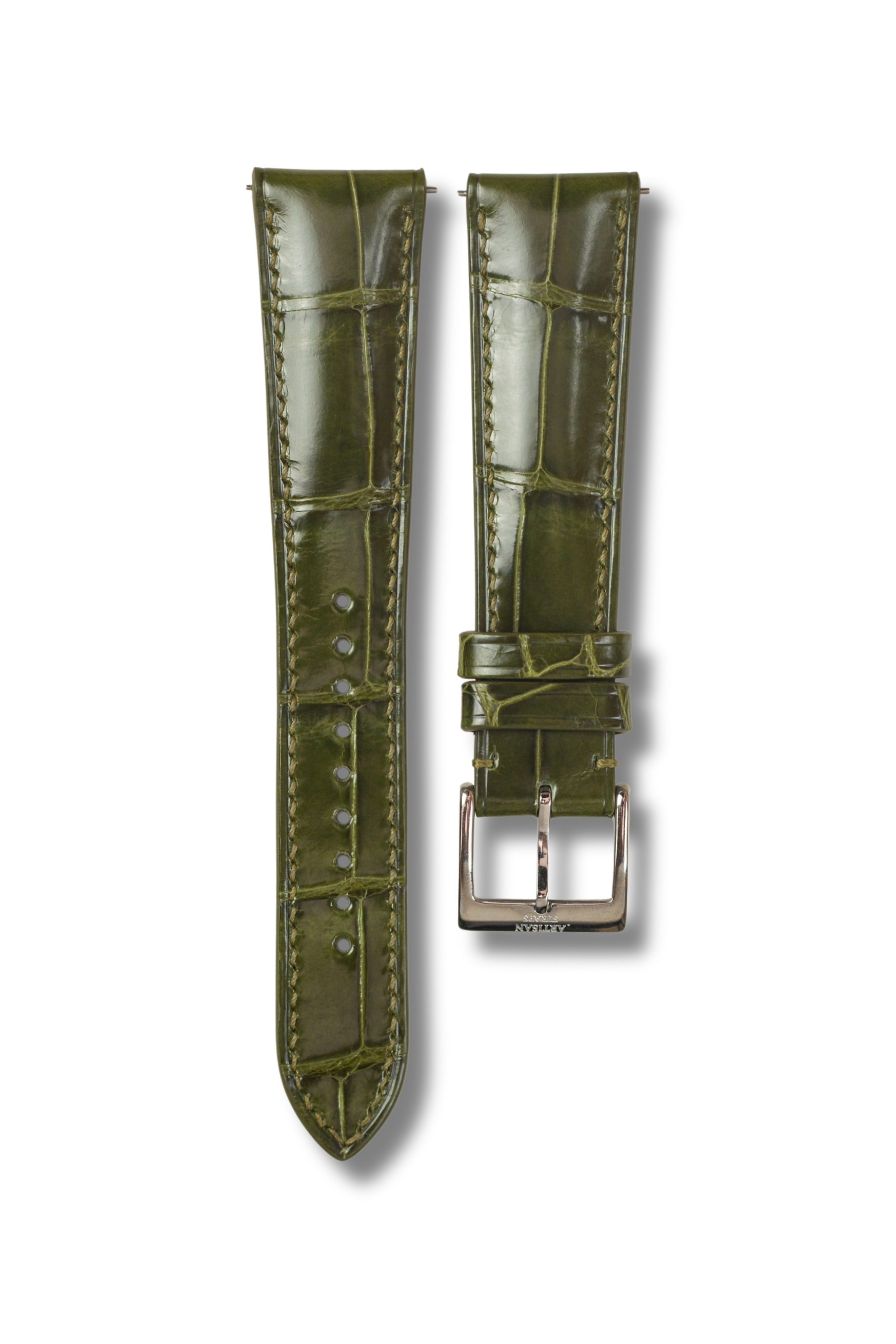 [NUEVO] Correa de piel de caimán esmaltada en azul pavo real (acolchada)