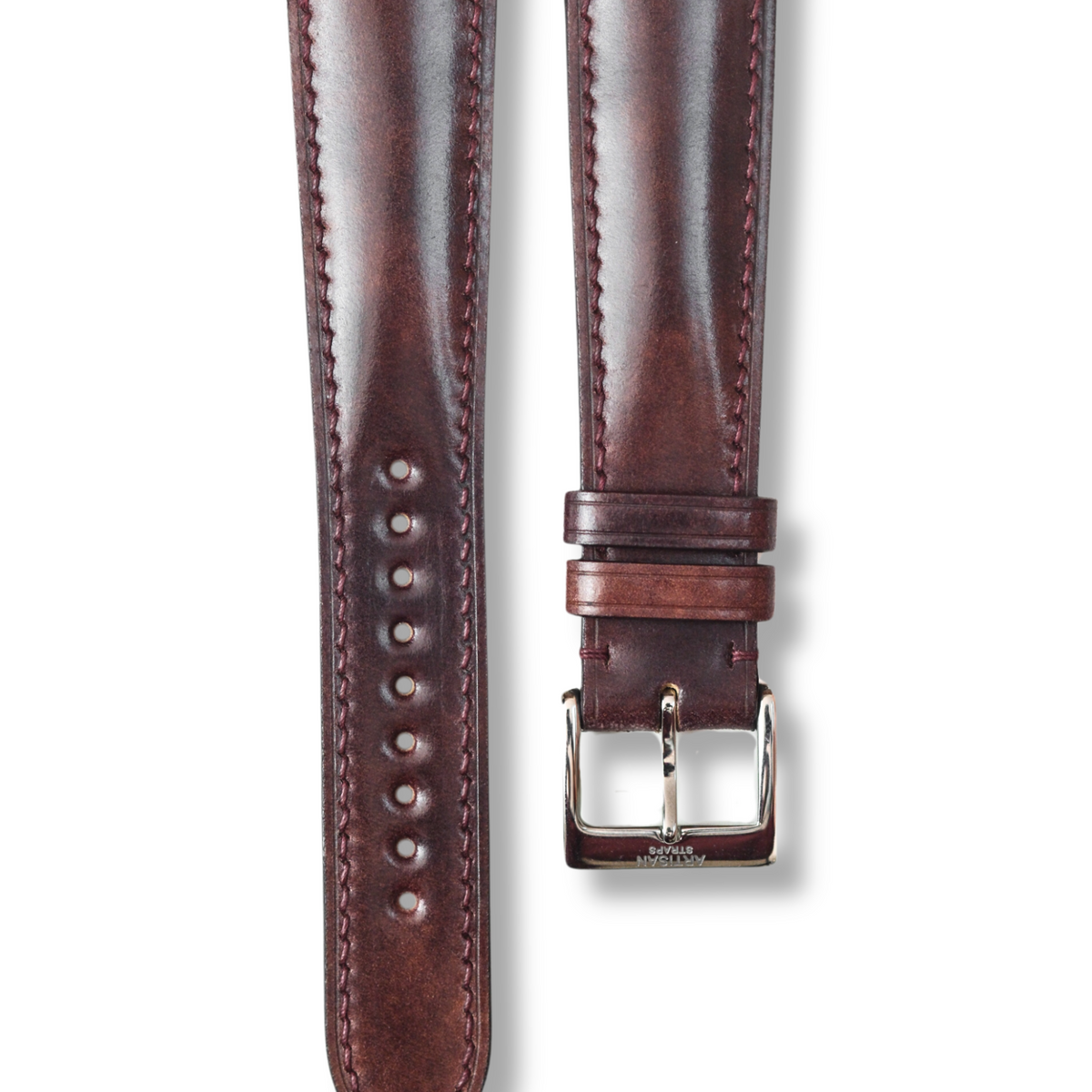 Burgundy Museum Shell Cordovan Padded Leather Strap