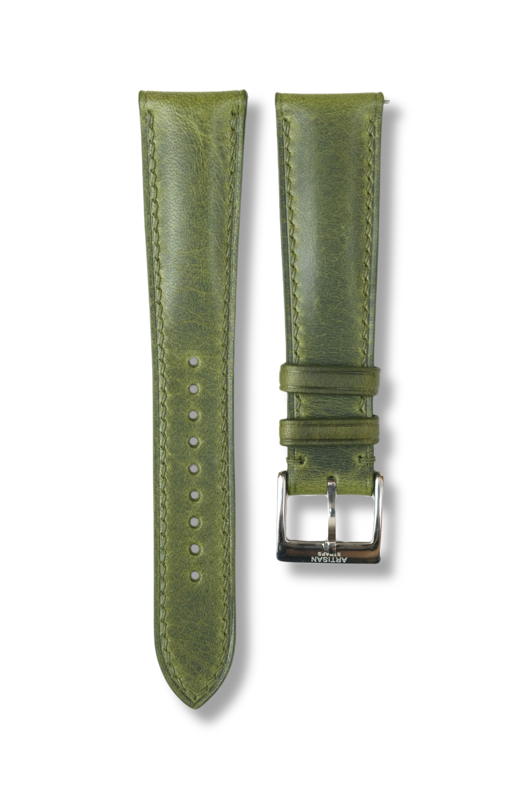 Olive Waxy (Padded) Leather Strap - Artisan Straps