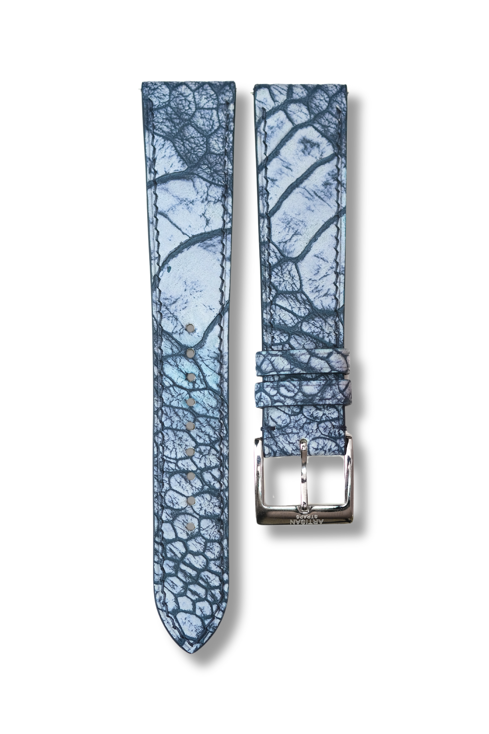 Light Blue Nubuck Ostrich Leg Leather Strap - Artisan Straps
