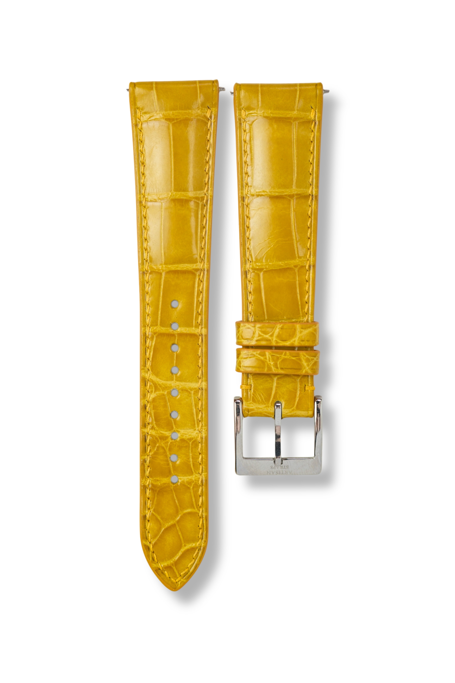 Chrysanthemum Yellow Glazed Alligator (Padded) Leather Strap