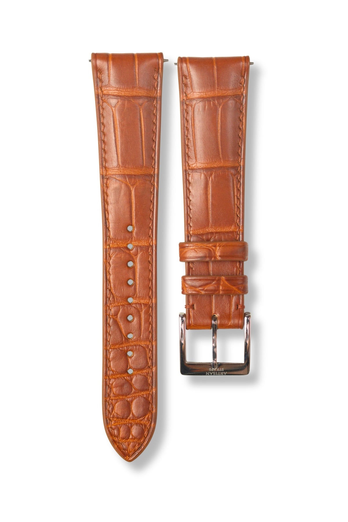 Cognac Brown Alligator (Padded) Leather Strap (Made-to-Order) - Artisan Straps