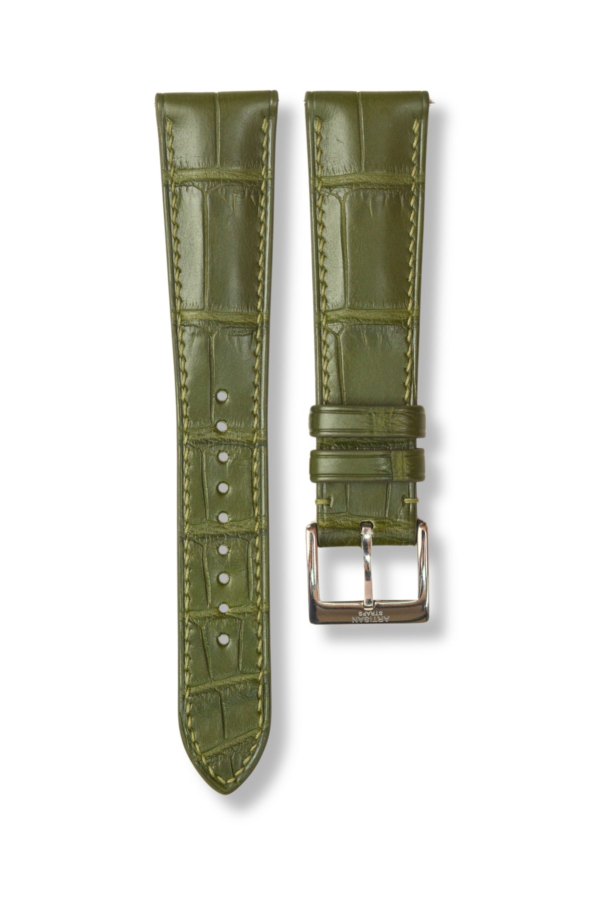 Moss Green Alligator (Padded) Leather Strap - Artisan Straps