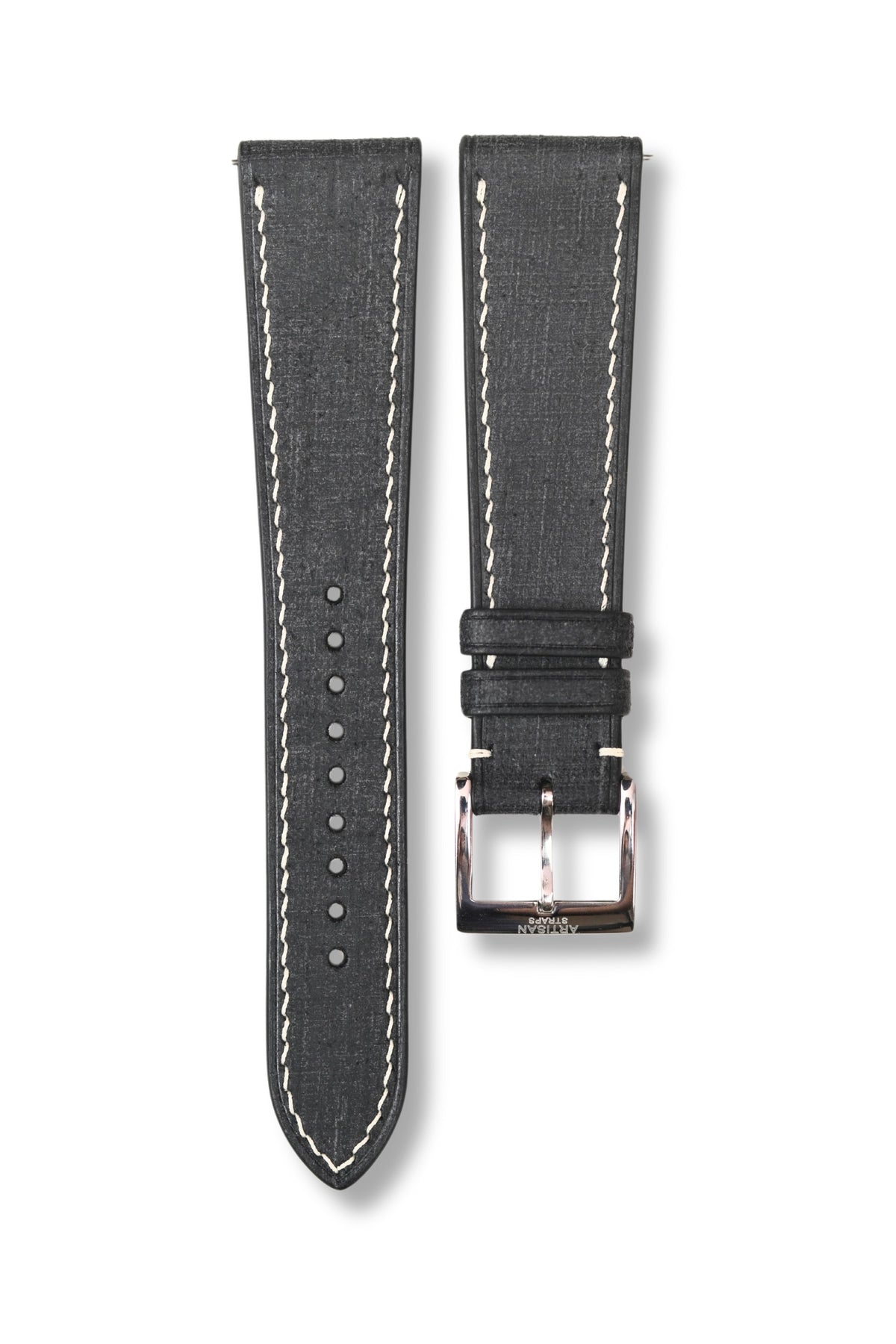 Black Babele 'Linen' Leather Strap - Artisan Straps