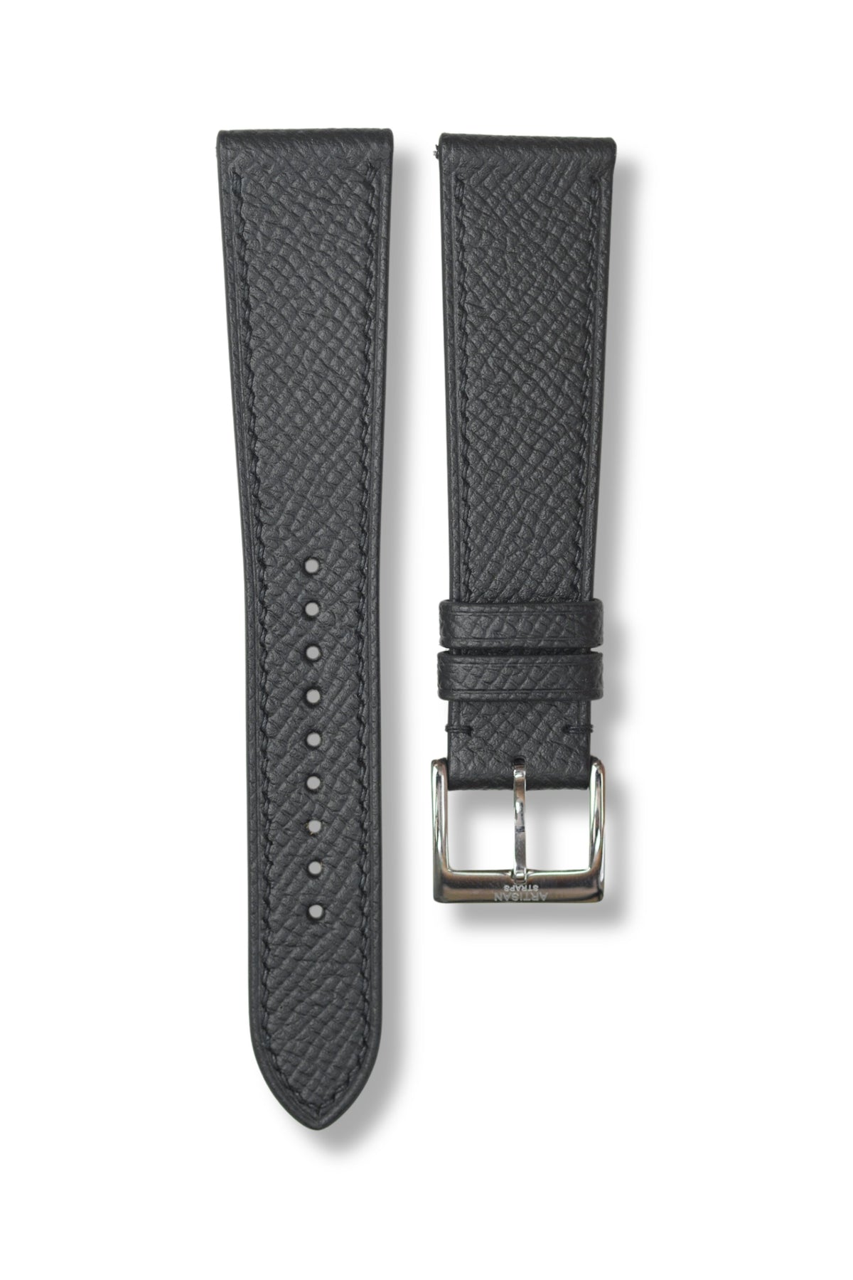 Black Epsom Leather Strap (Black Stitching) - Artisan Straps