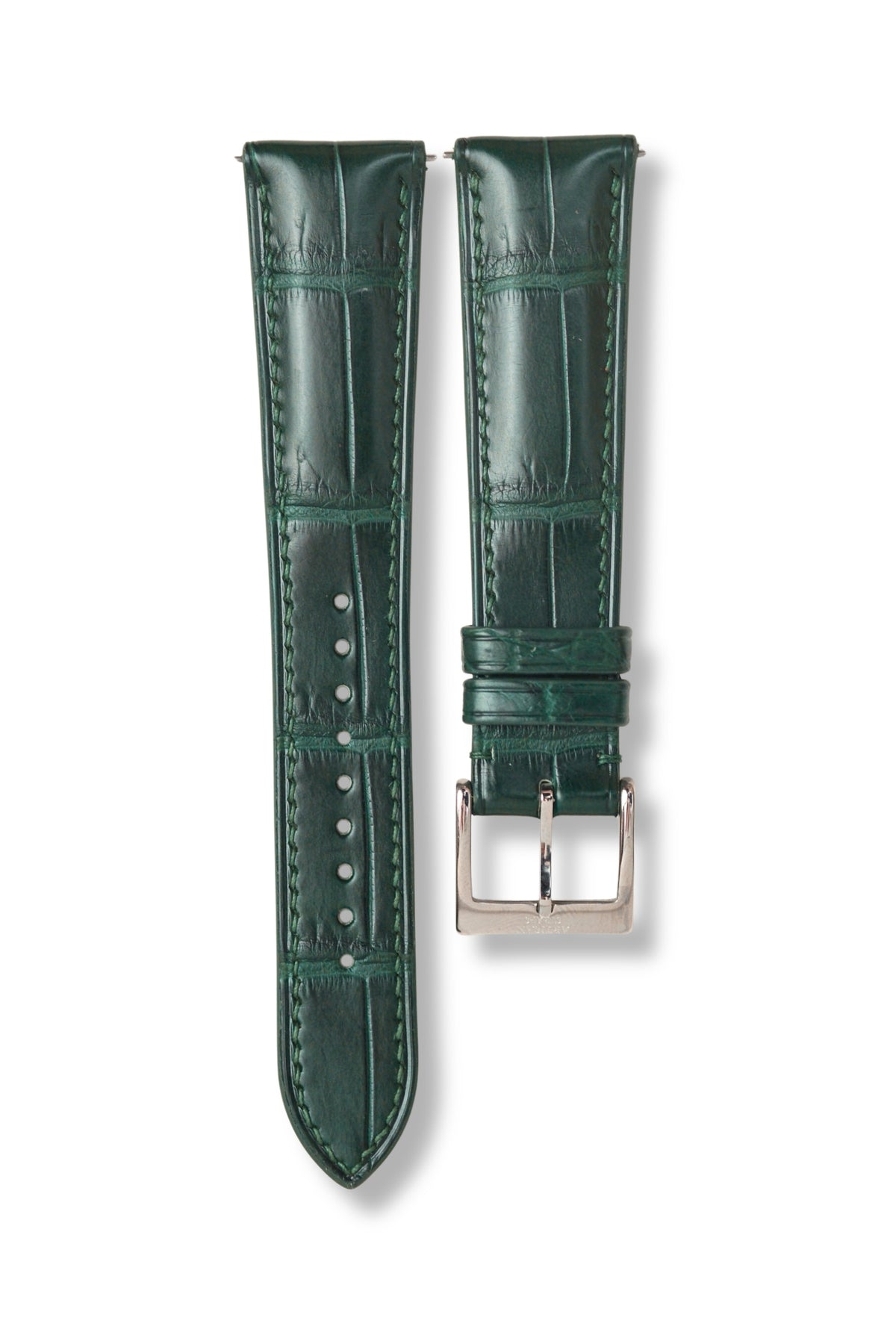 Dark Green Crocodile (Padded) Leather Strap (Made-to-Order) - Artisan Straps