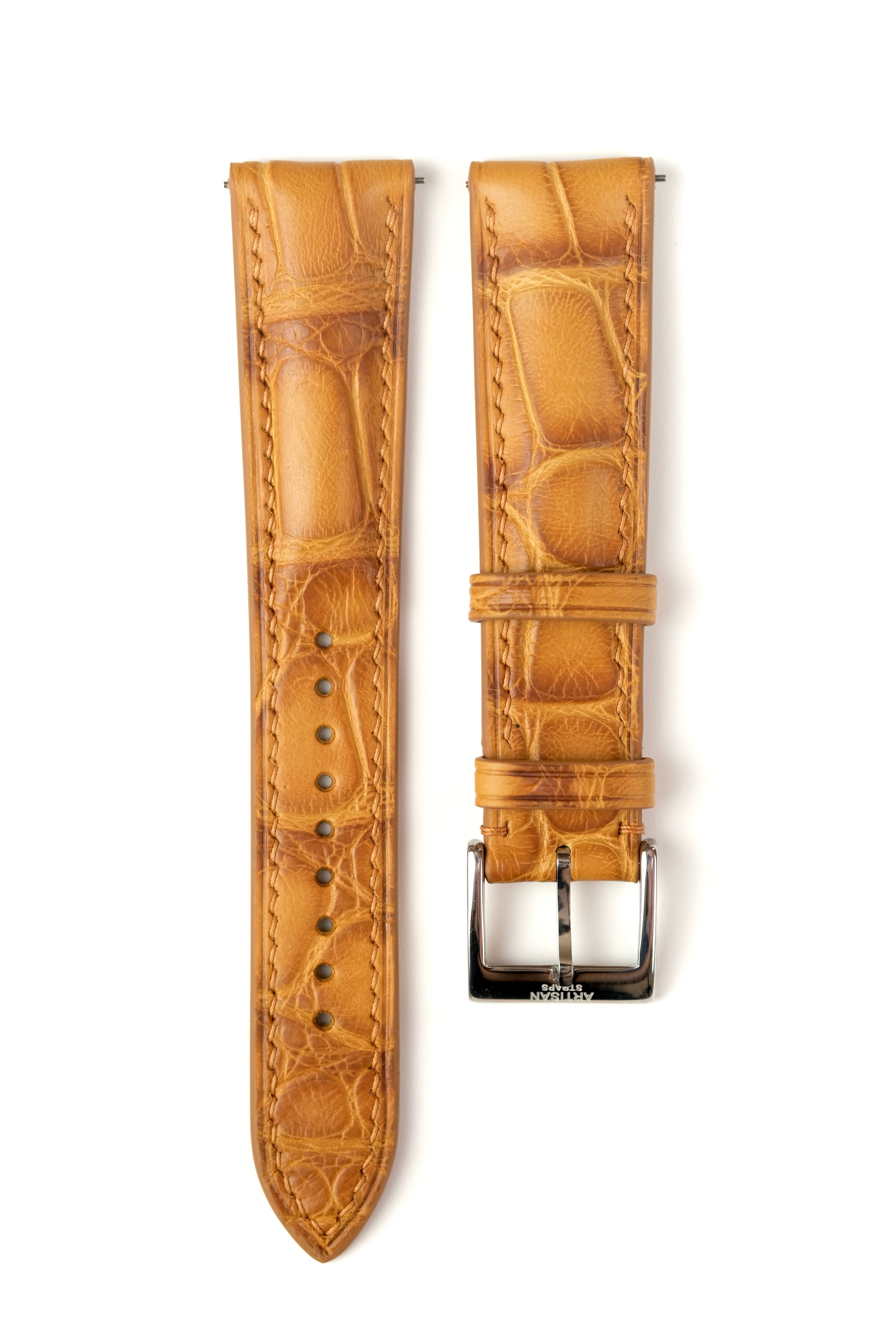 Antique Gold Alligator (Padded) Leather Strap - Artisan Straps