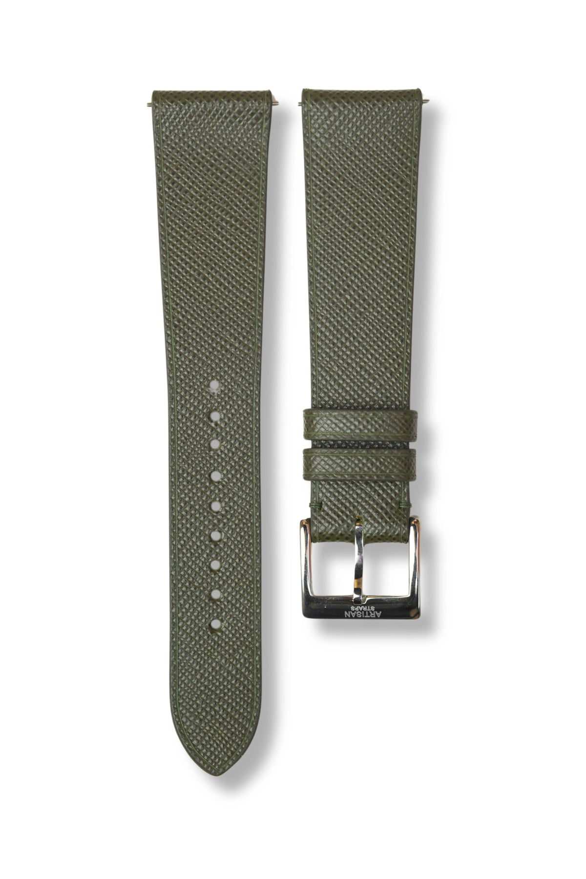 Olive Green Saffiano Stitchless Leather Strap - Artisan Straps