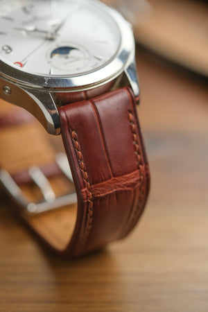 Mahogany Brown Alligator (Padded) Leather Strap - Artisan Straps