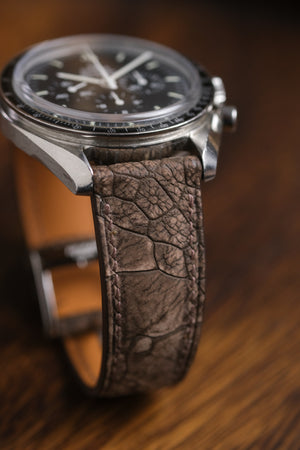 Dark Brown Nubuck Ostrich Leg (Padded) Leather Strap - Artisan Straps