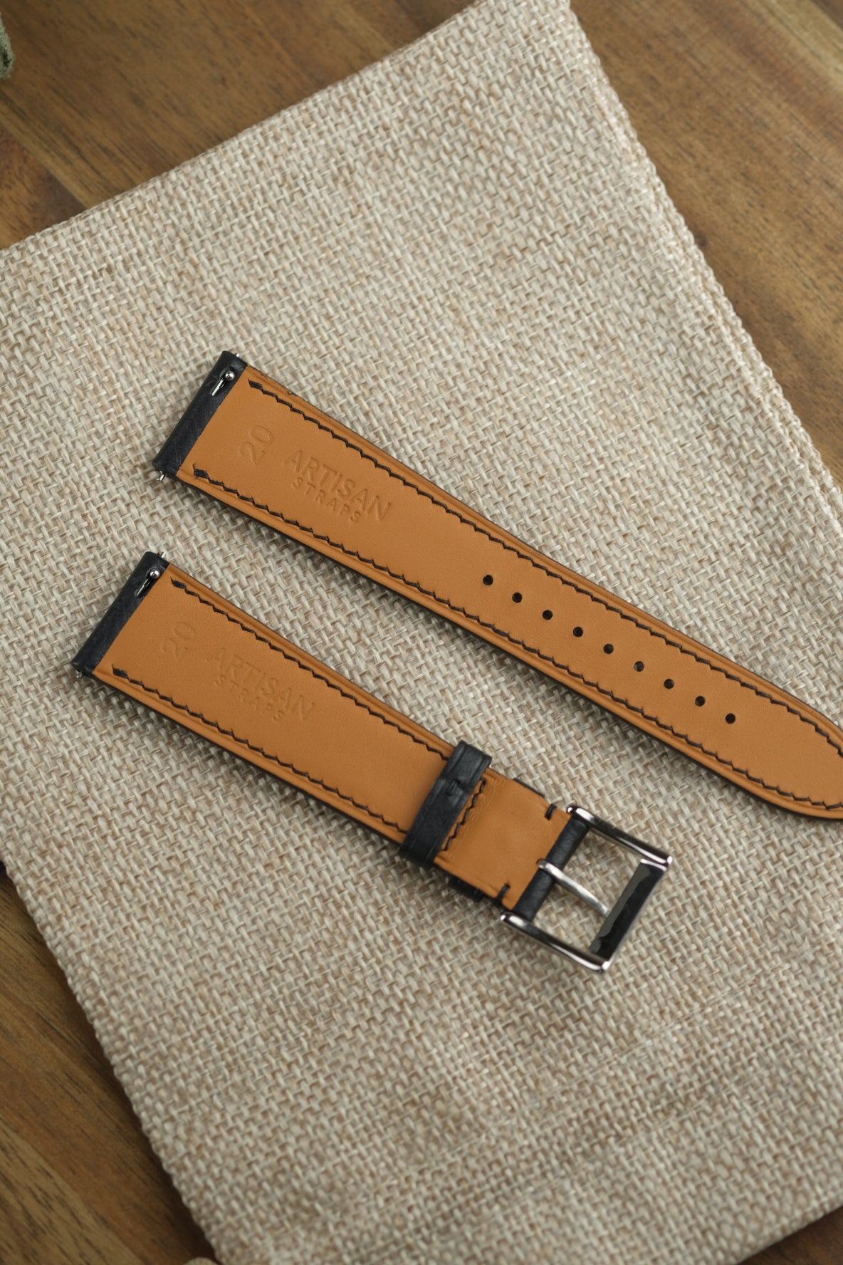 Black Minerva Box (Padded) Leather Strap - Artisan Straps