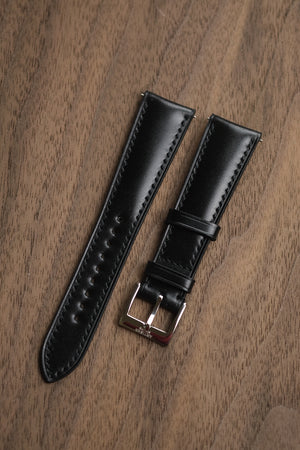 Black Shell Cordovan (Padded) Leather Strap - Artisan Straps