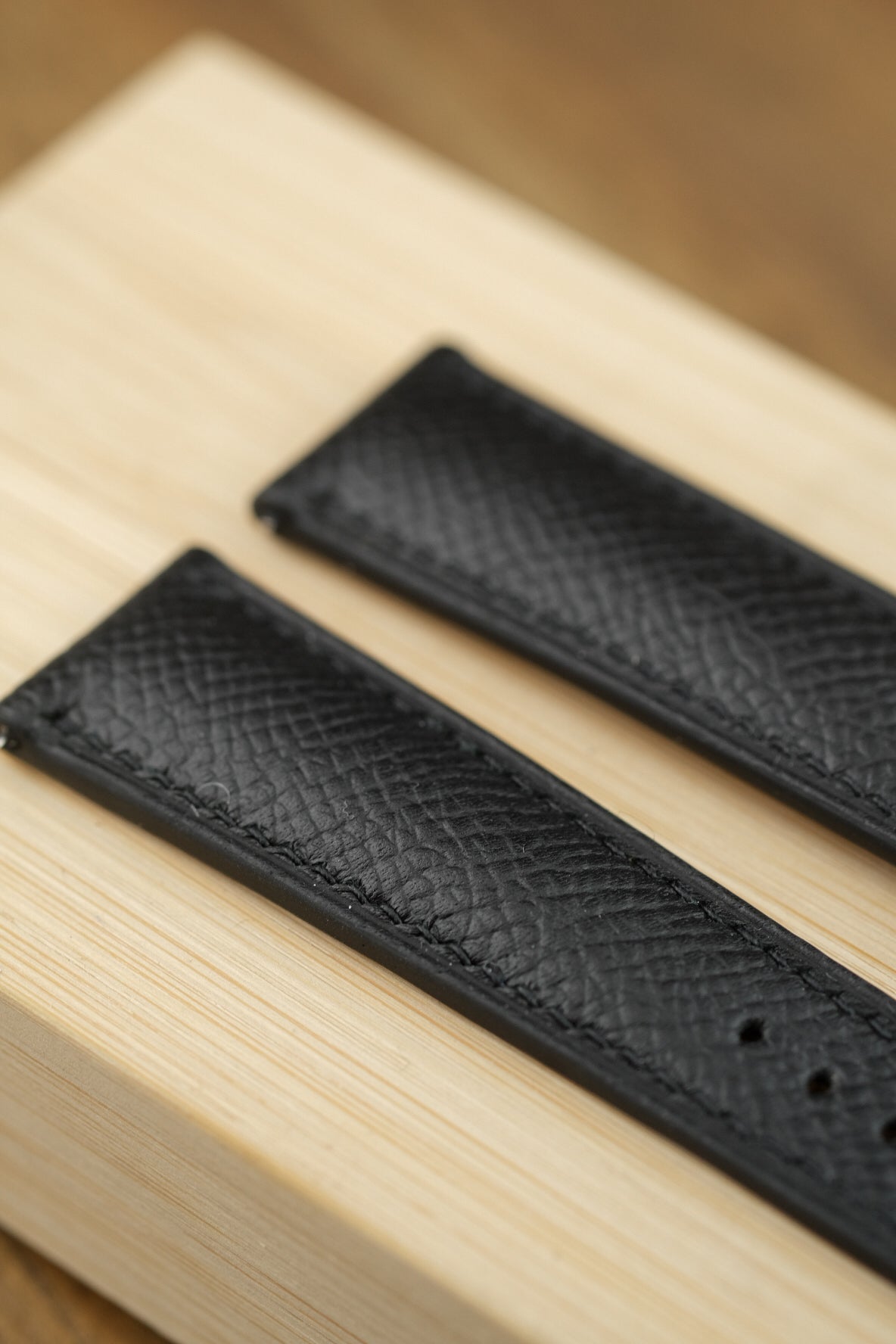 Black Epsom French Calfskin (Padded) Leather Strap - Artisan Straps