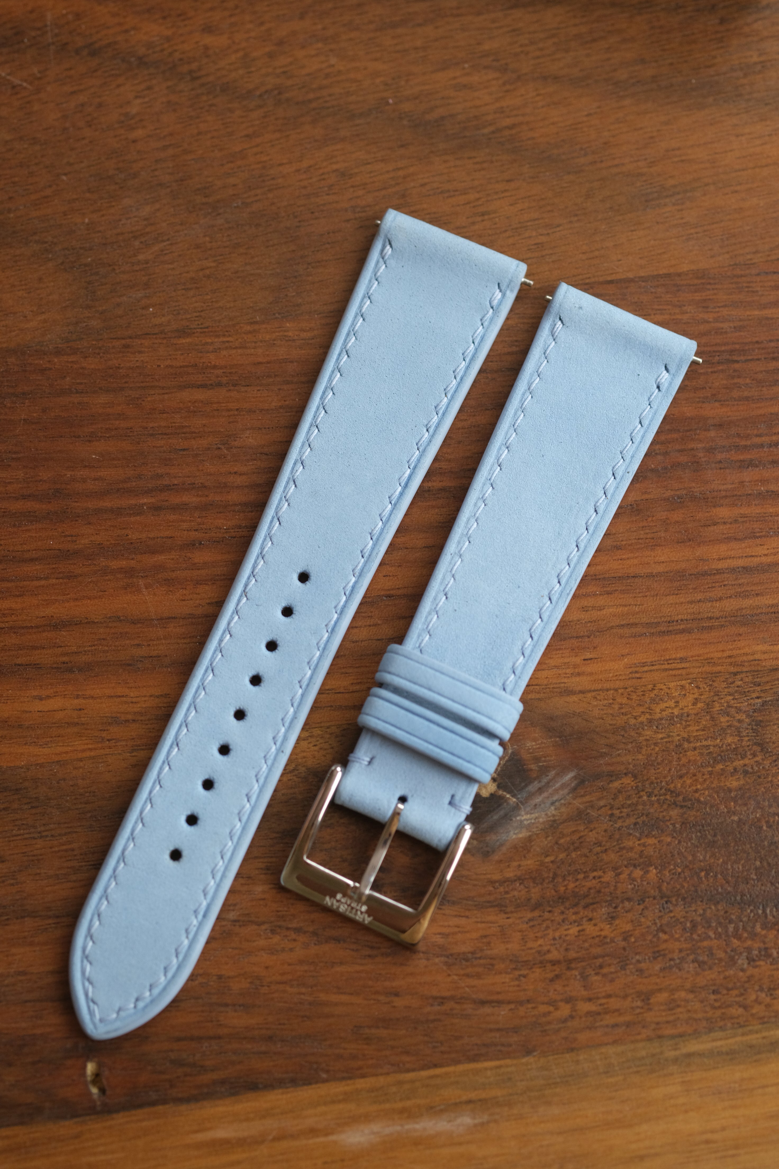 Lin Bleu Nubuck Leather Strap - Artisan Straps