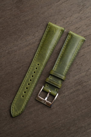 Olive Waxy (Padded) Leather Strap - Artisan Straps