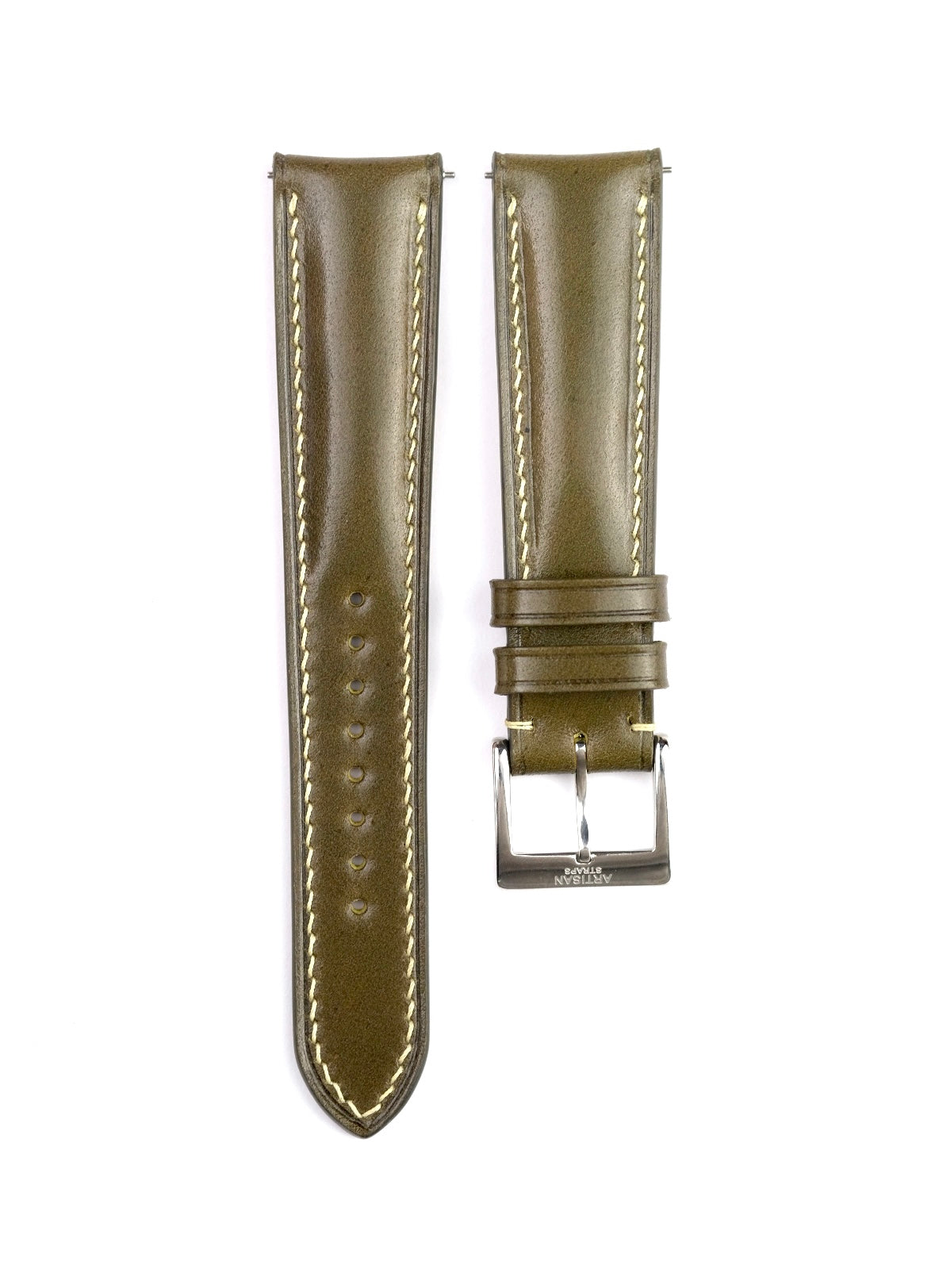 Olive Green Shinki Shell Cordovan (Padded) Leather Strap - Artisan Straps