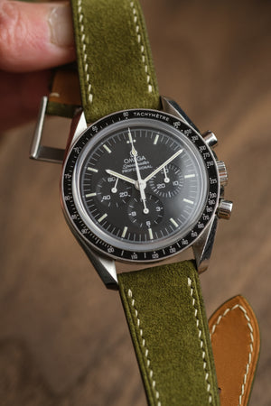 Moss Green Rugged Suede Leather Strap - Artisan Straps