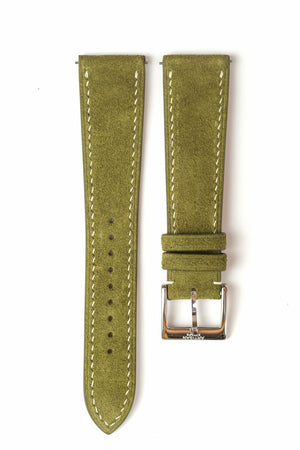 Moss Green Rugged Suede Leather Strap - Artisan Straps
