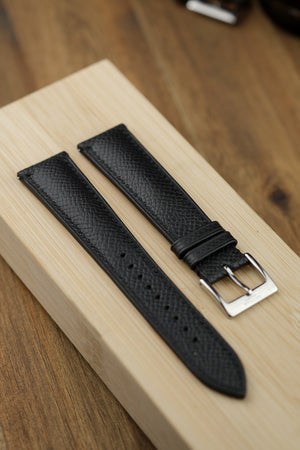 Black Epsom French Calfskin (Padded) Leather Strap - Artisan Straps