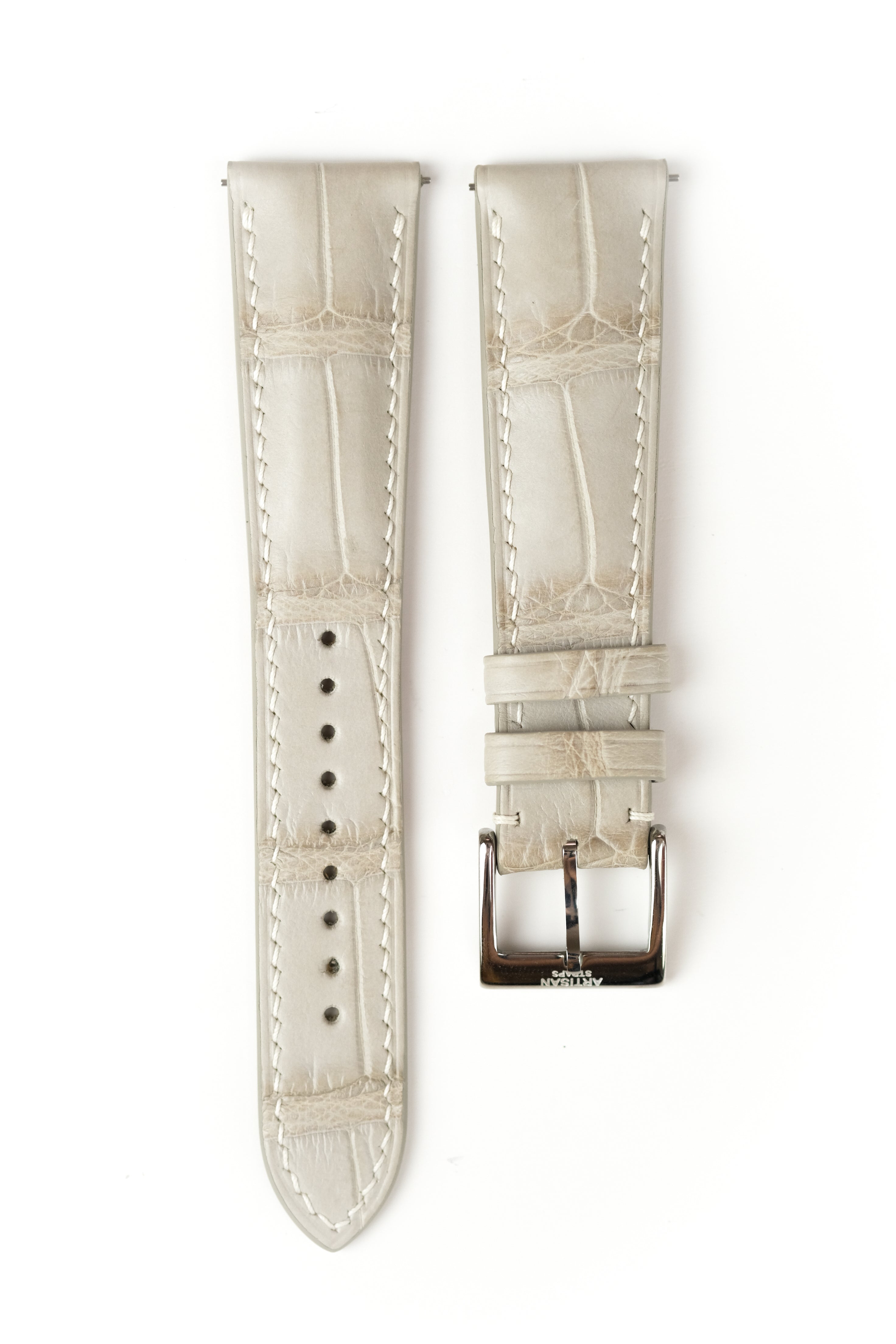 Light Grey Alligator (Padded) Leather Strap - Artisan Straps