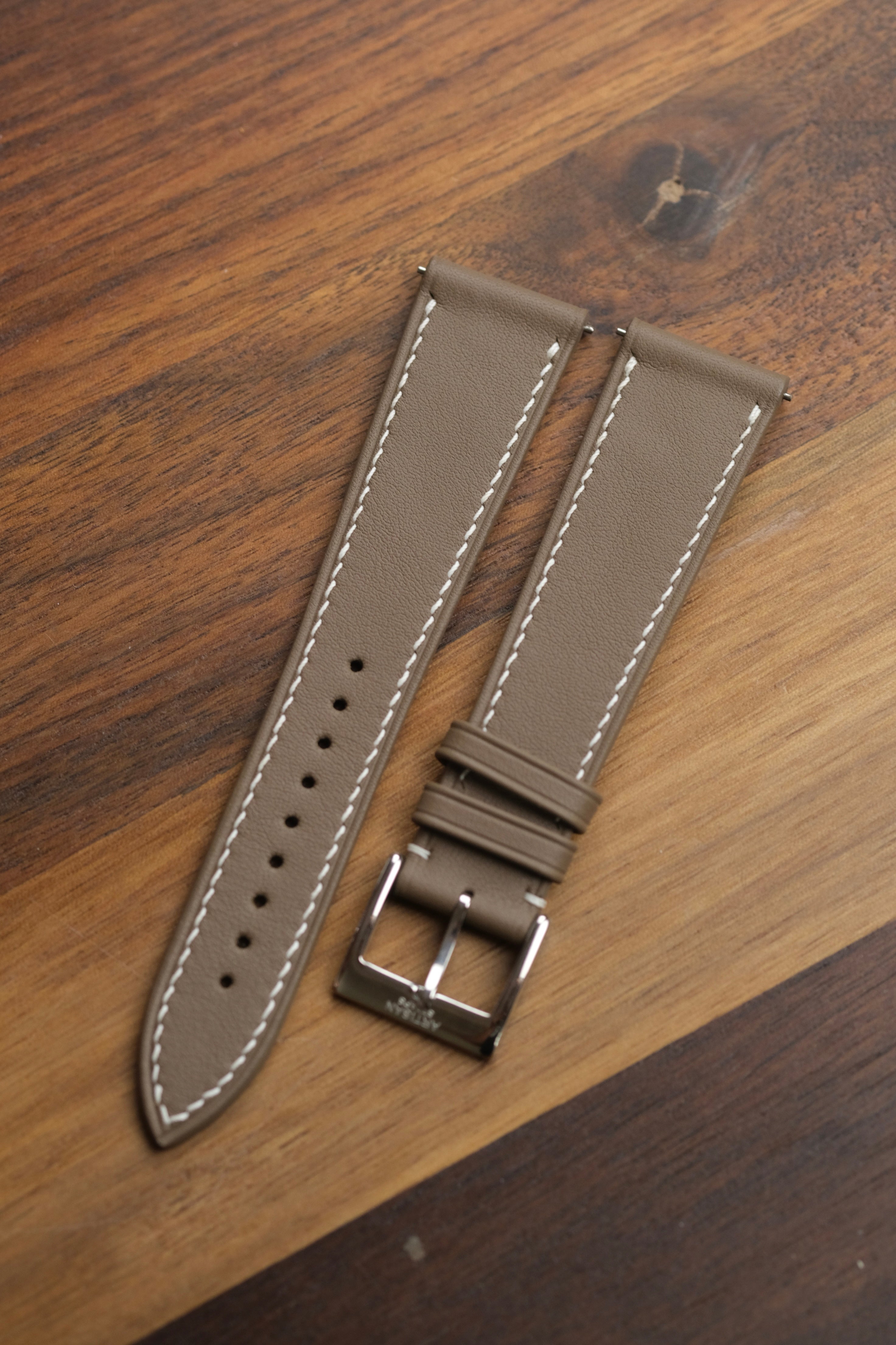 Taupe Swift Leather Strap - Artisan Straps