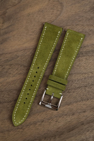 Moss Green Rugged Suede Leather Strap - Artisan Straps