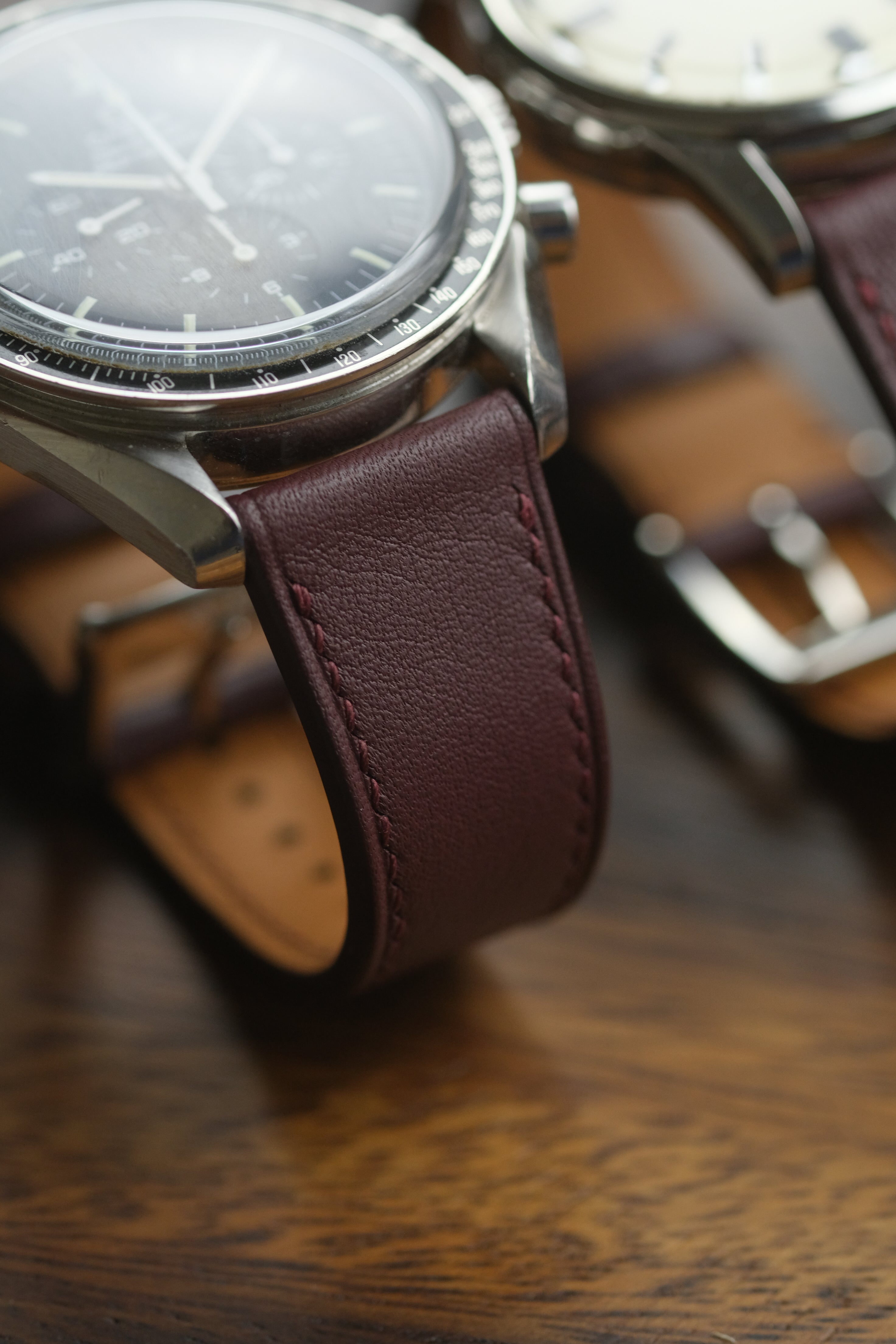 Burgundy Swift Calf Leather Strap - Artisan Straps