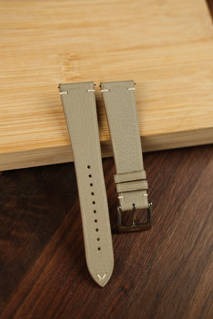 Light Taupe Chevre (French Goat) Two-Stitch Leather Strap - Artisan Straps