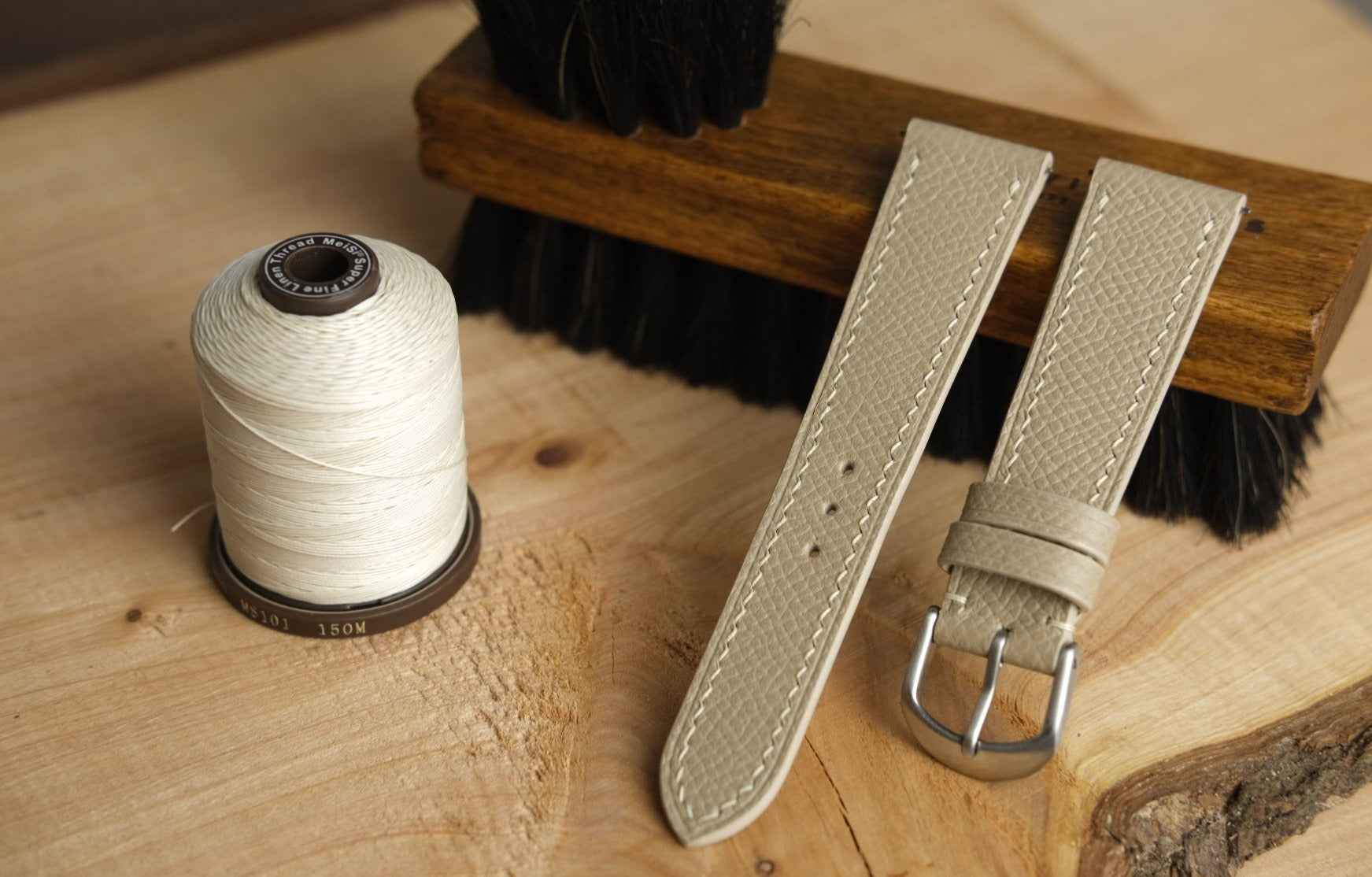 Epsom French Calf Leather Strap in Beige - Artisan Straps