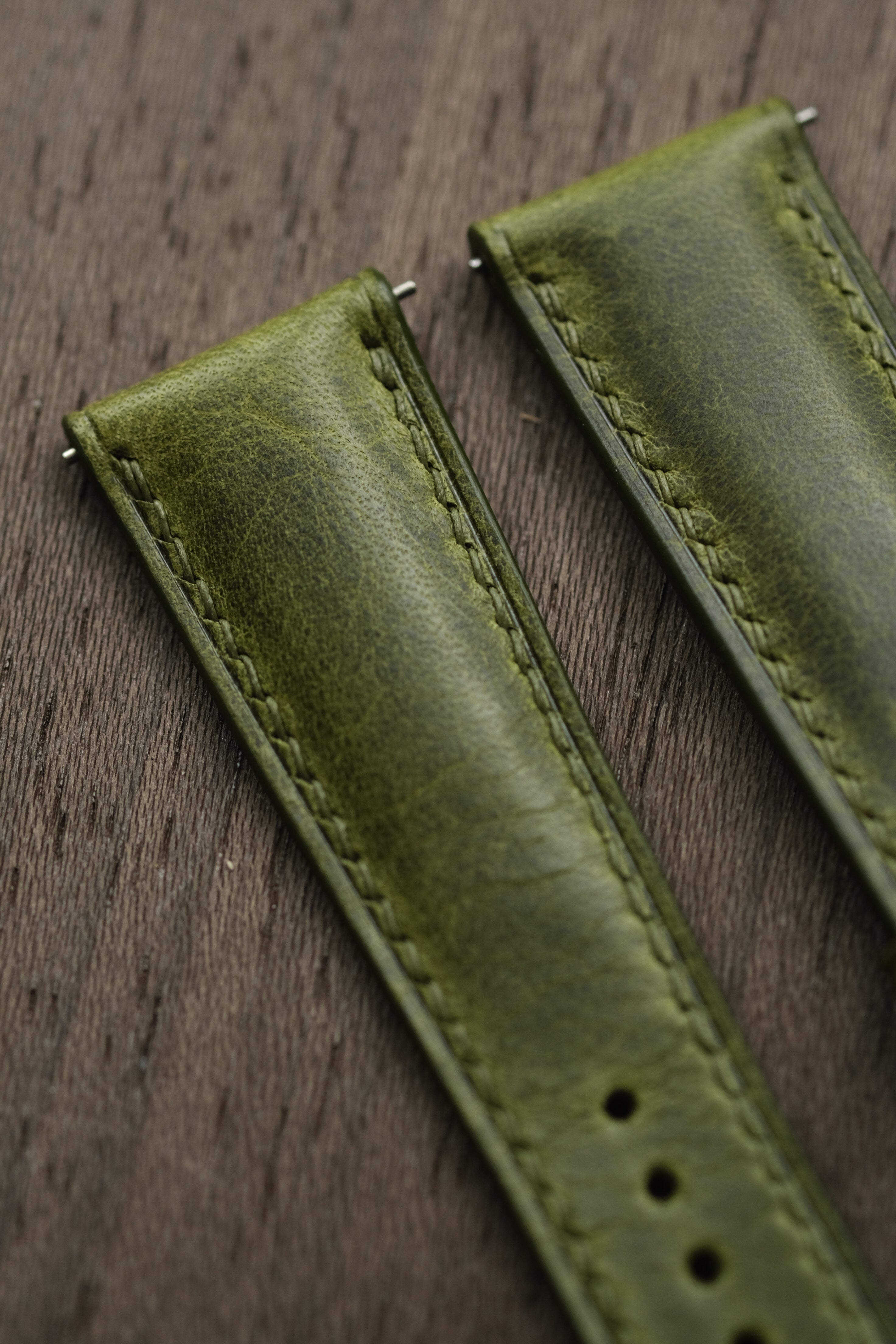 Olive Waxy (Padded) Leather Strap - Artisan Straps