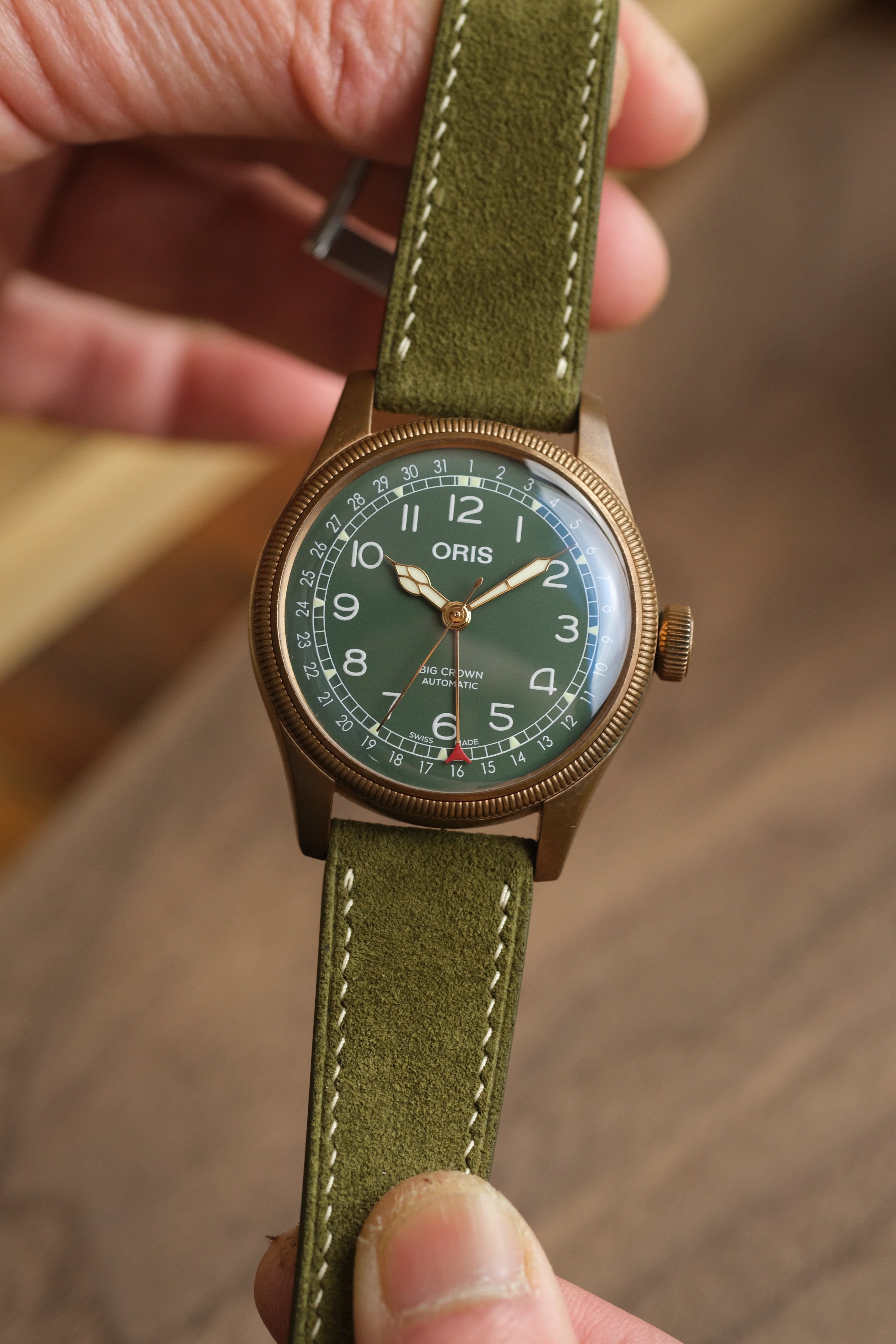 Moss Green Rugged Suede Leather Strap - Artisan Straps