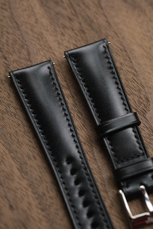 Black Shell Cordovan (Padded) Leather Strap - Artisan Straps