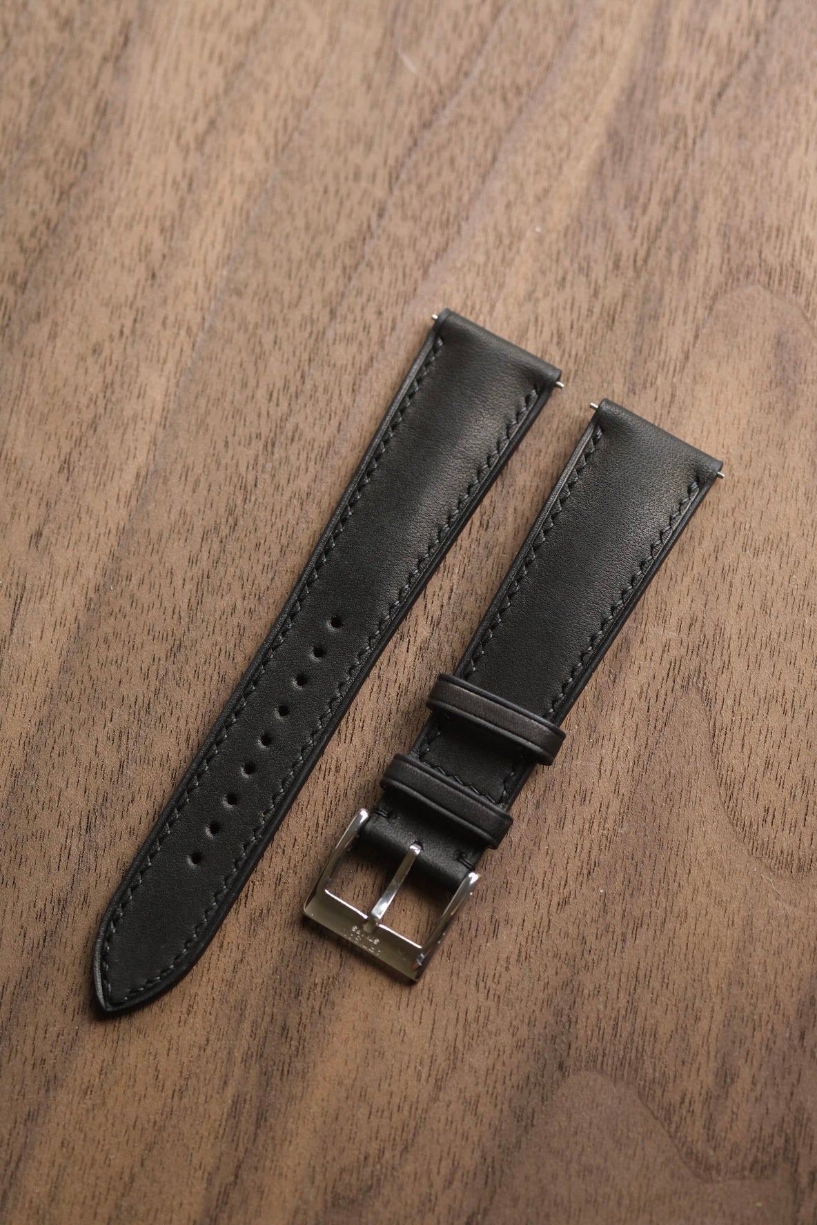 Black Barenia Calf Padded Leather Strap