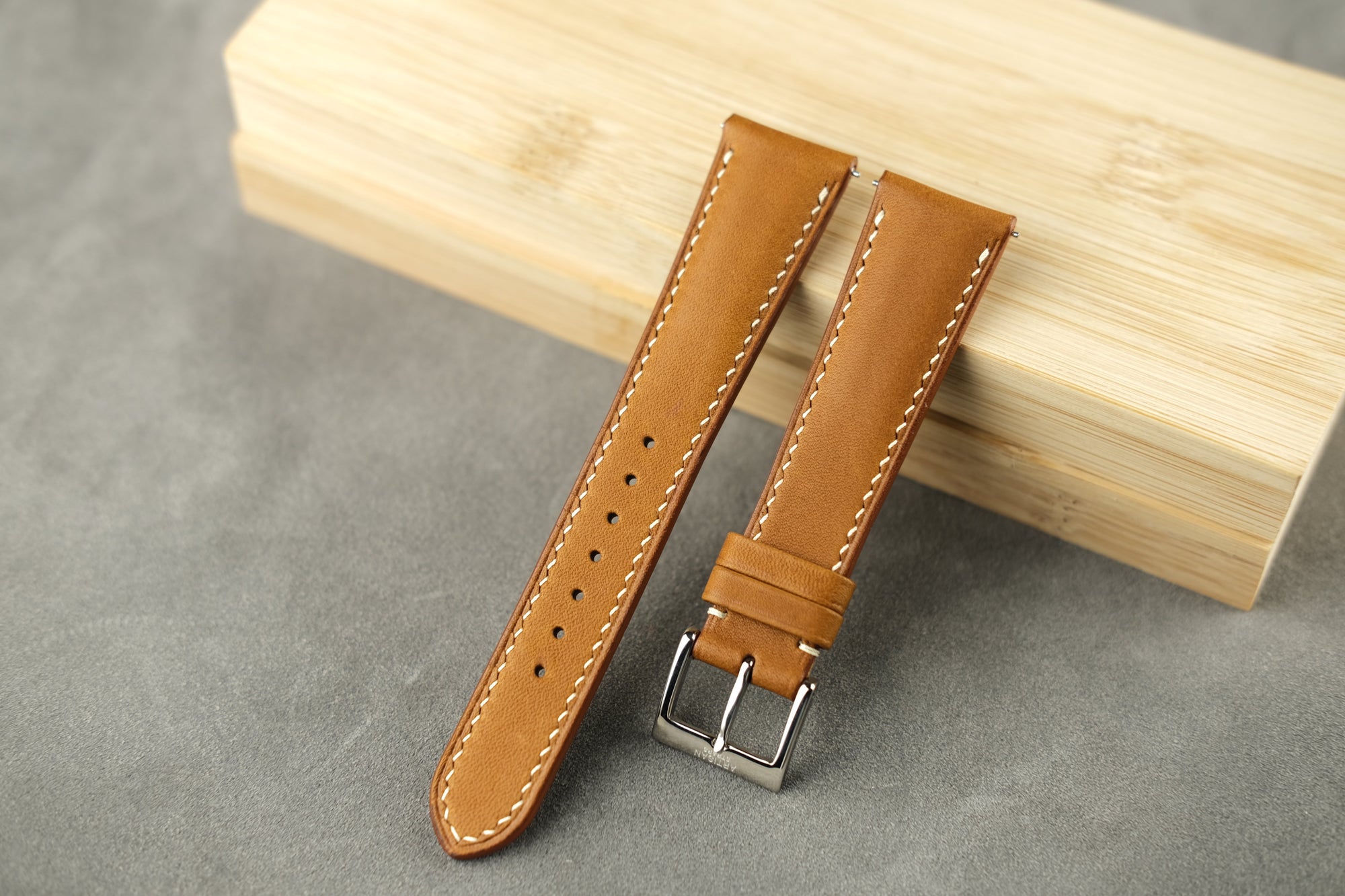 Tan Barenia Padded French Calf Leather Strap - Artisan Straps