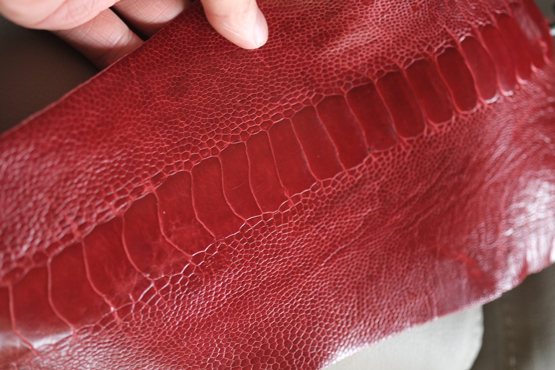 Dark Red Ostrich Leg Leather Strap - Artisan Straps