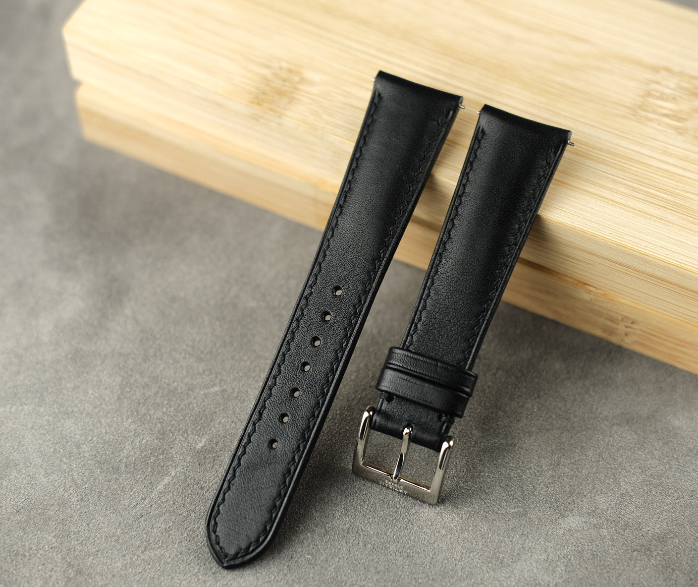 Black French Calf (Padded) Leather Strap (Discontinued) - Artisan Straps