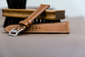 Barenia French Calf Leather Strap in Gold/Tan - Artisan Straps