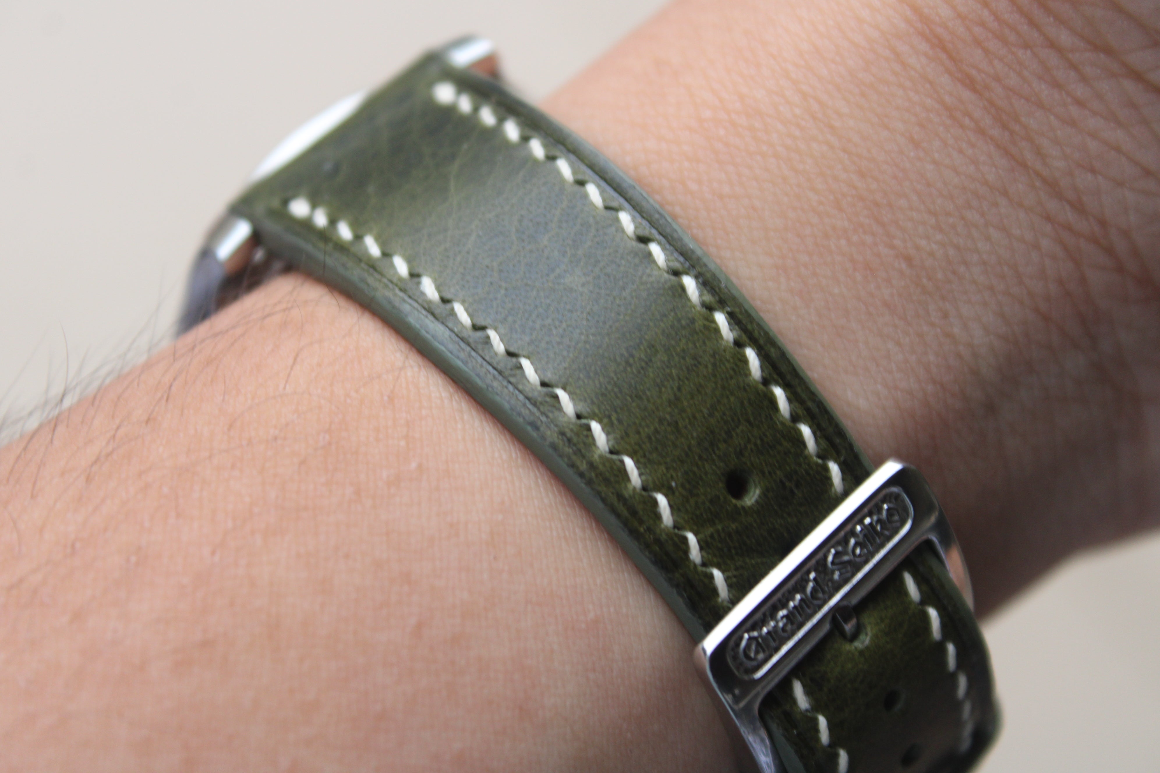 Italian Waxy Calf Leather Strap in Olive - Artisan Straps