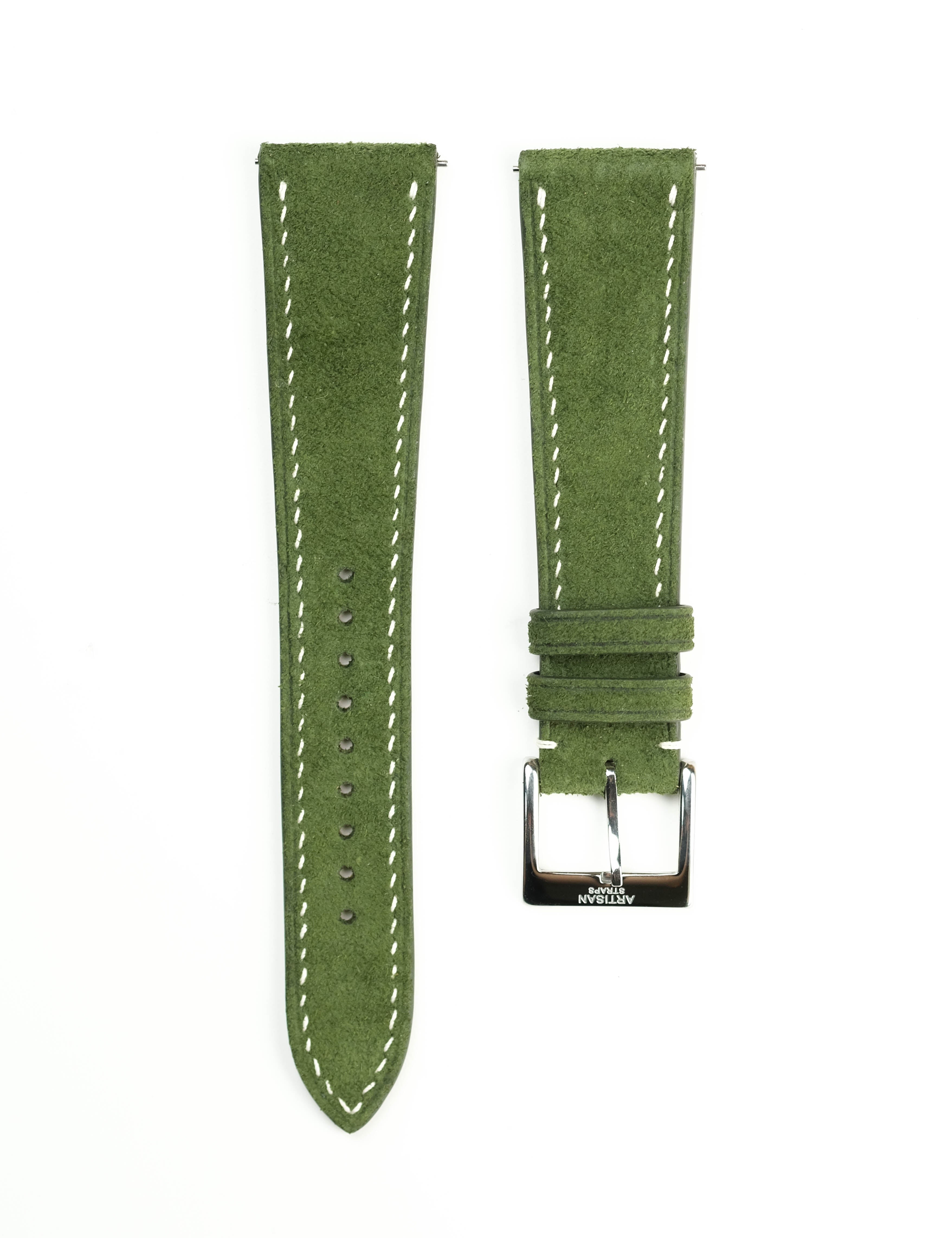 Olive Suede Leather Strap - Artisan Straps
