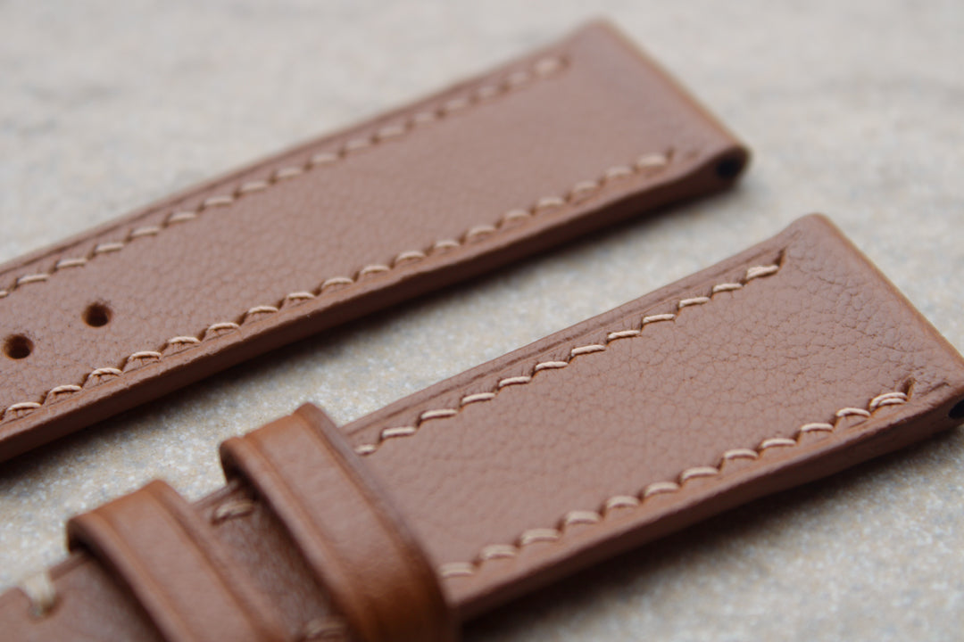 Chevre (French Goat) Leather Strap in Tan - Artisan Straps